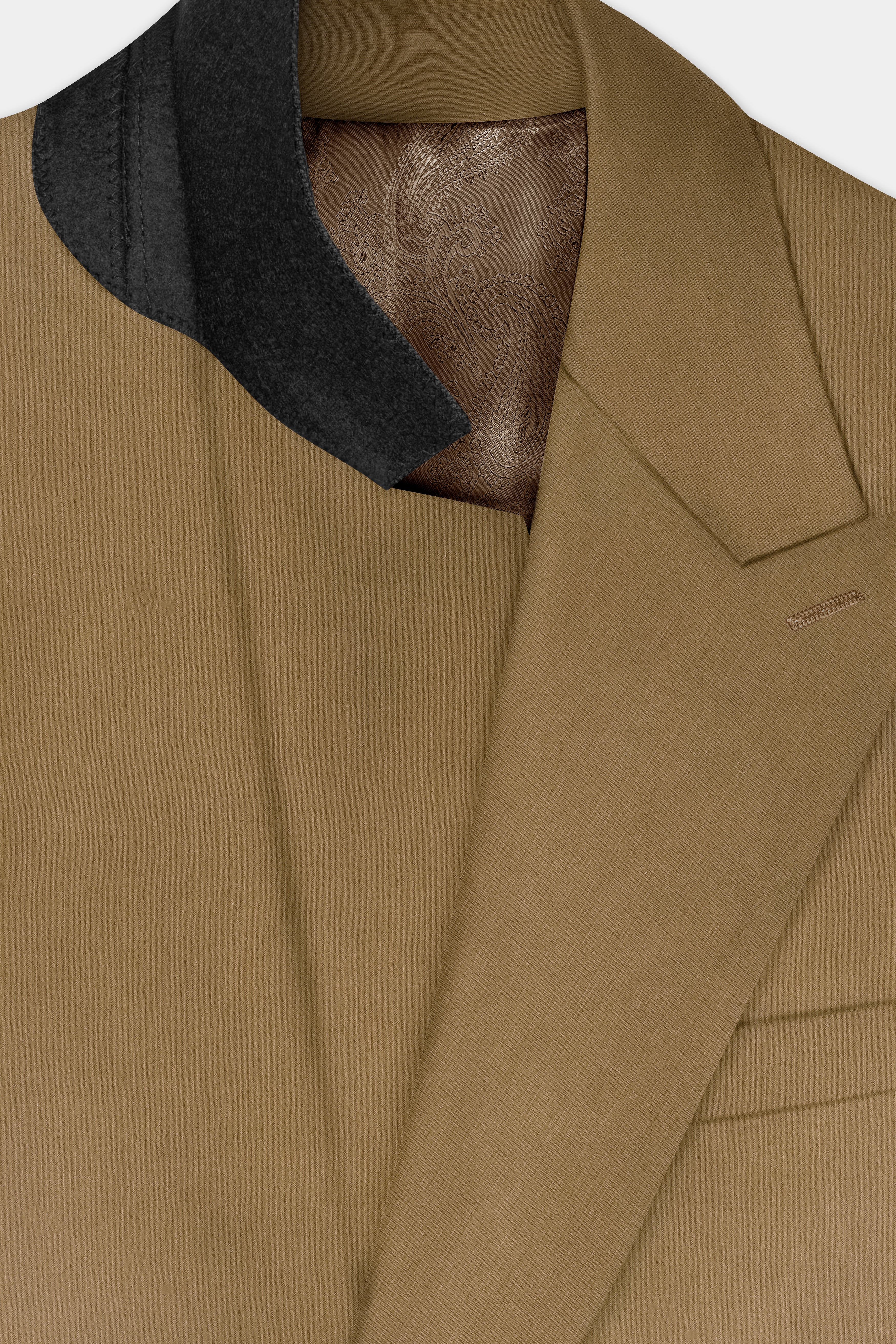 Sandrift Brown Solid Cotton Single Breasted Peak lapel Suit