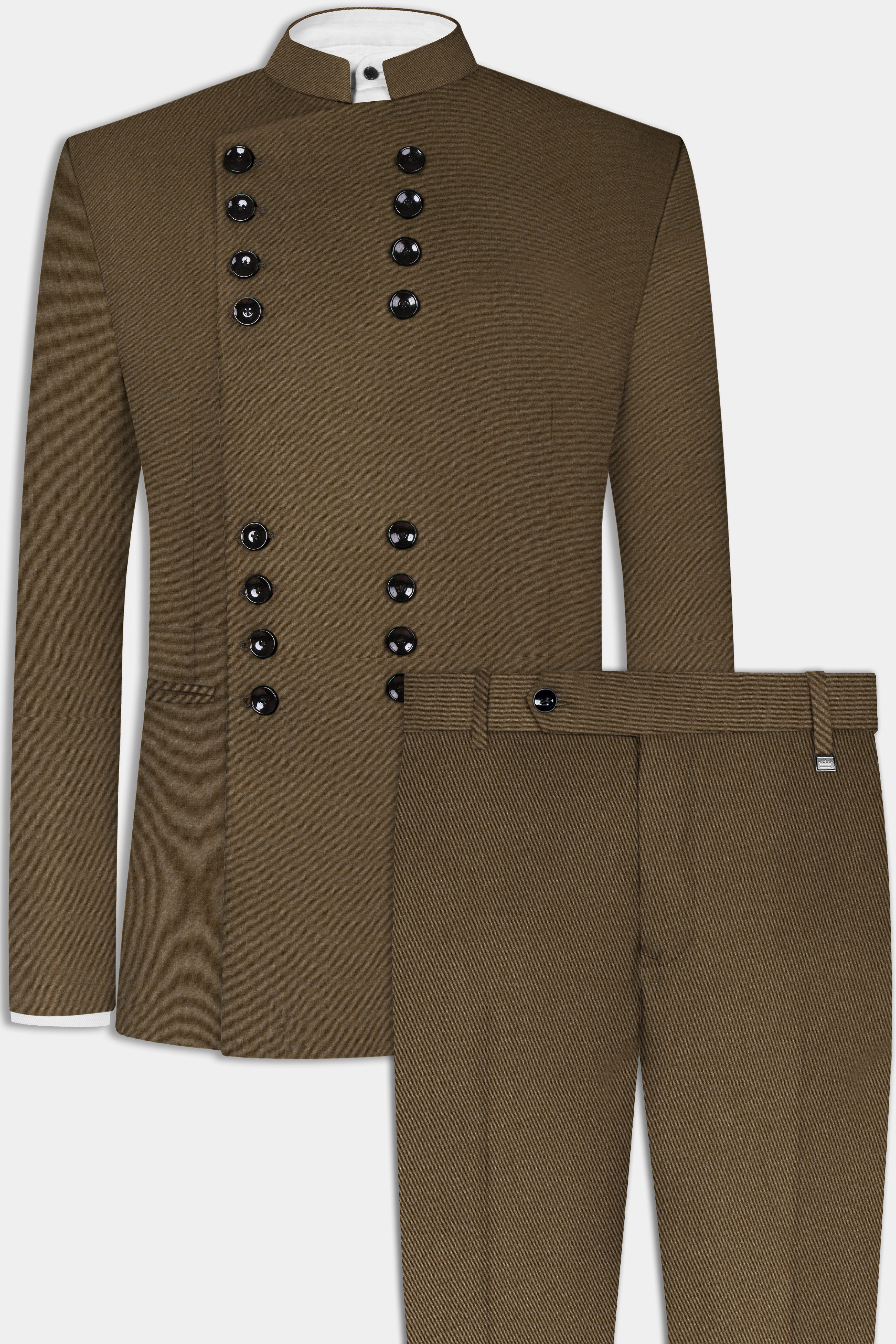 Makara Brown Solid Wool Rich Designer Suit