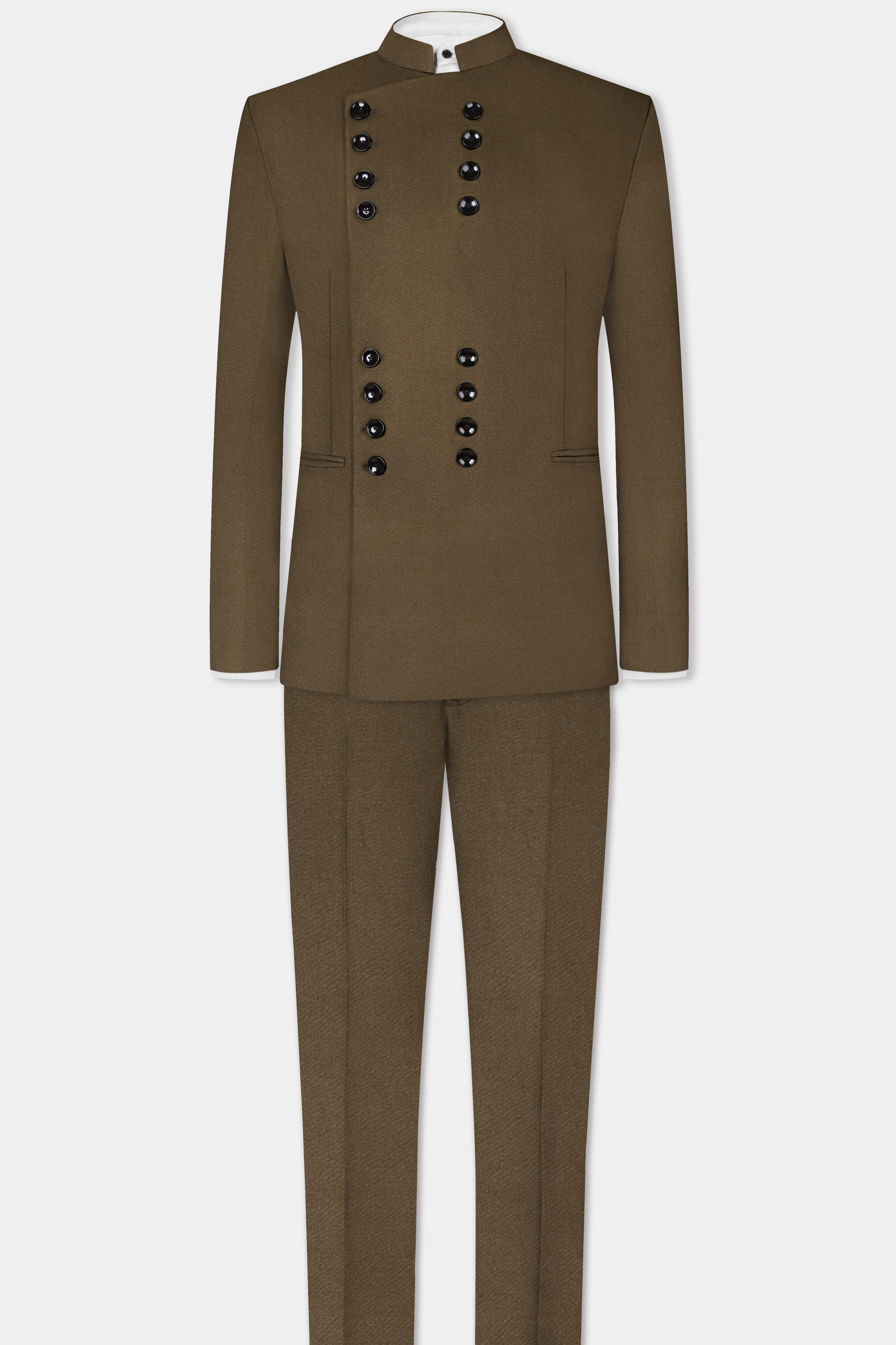 Makara Brown Solid Wool Rich Designer Suit