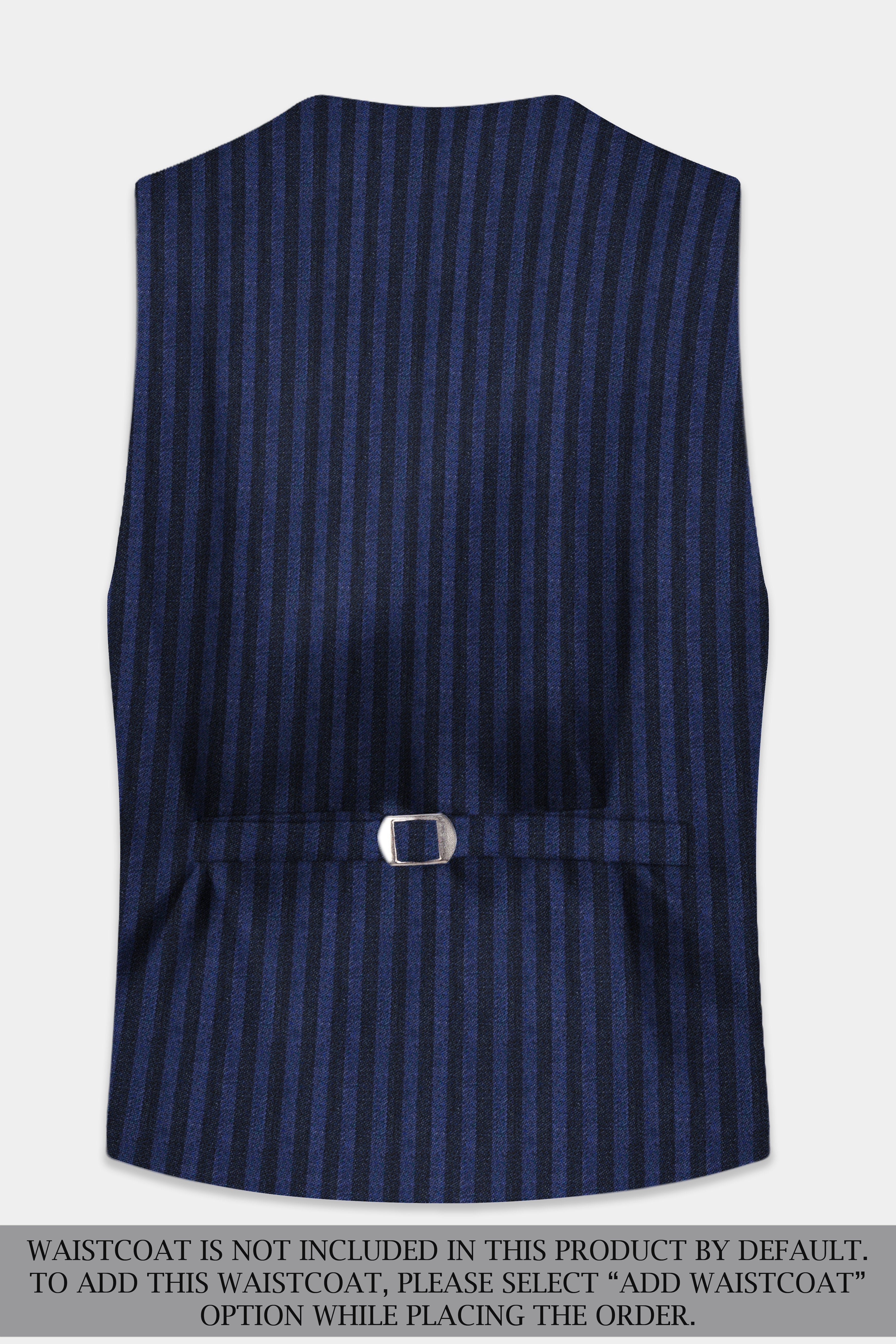 Biscay Blue And Jade Black Striped Wool Rich Single Breasted Suit