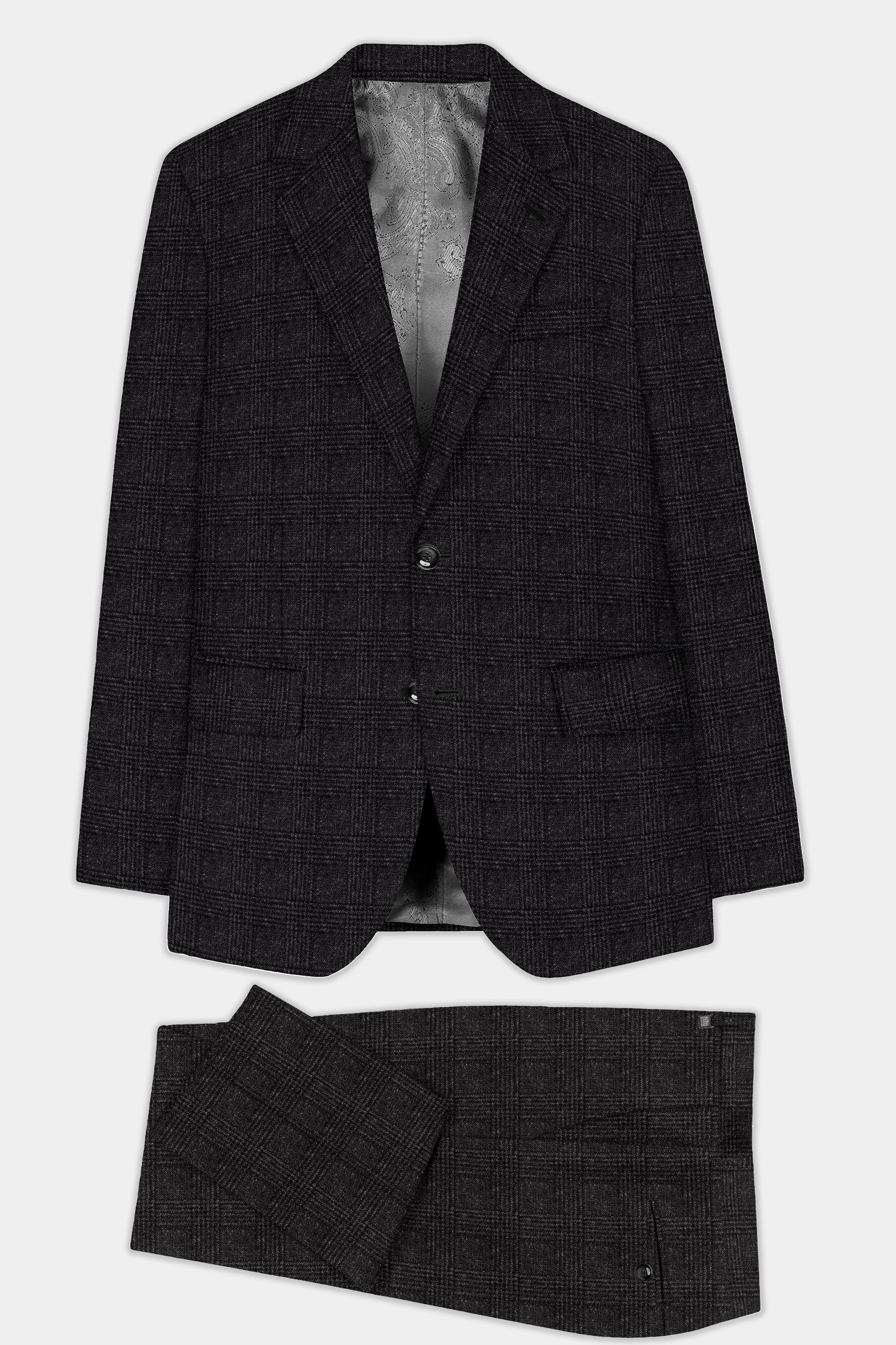 Zeus Gray Subtle Plaid Wool Rich Single Breasted Suit