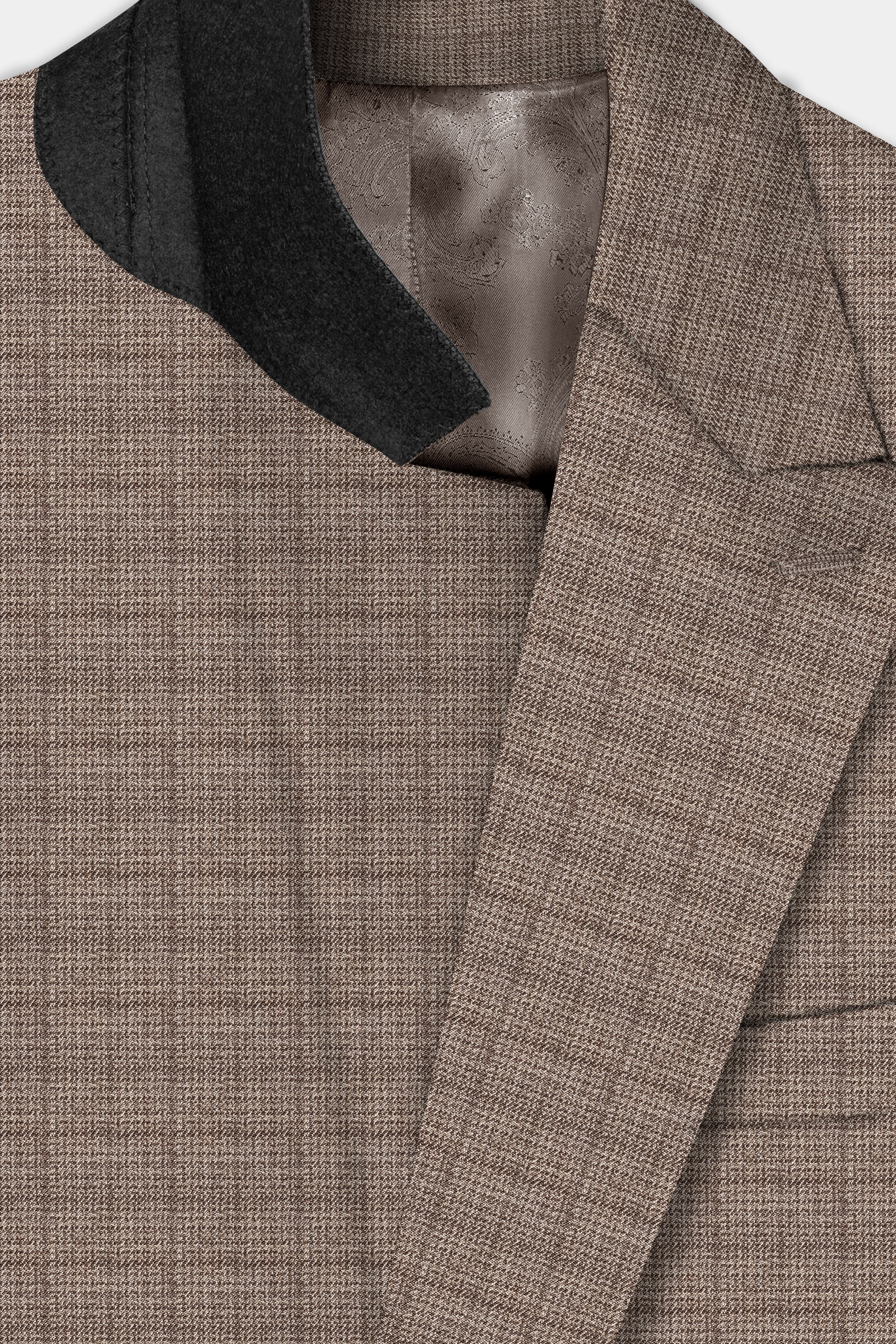 Flint Brown Plaid Wool Rich Double Breasted Suit