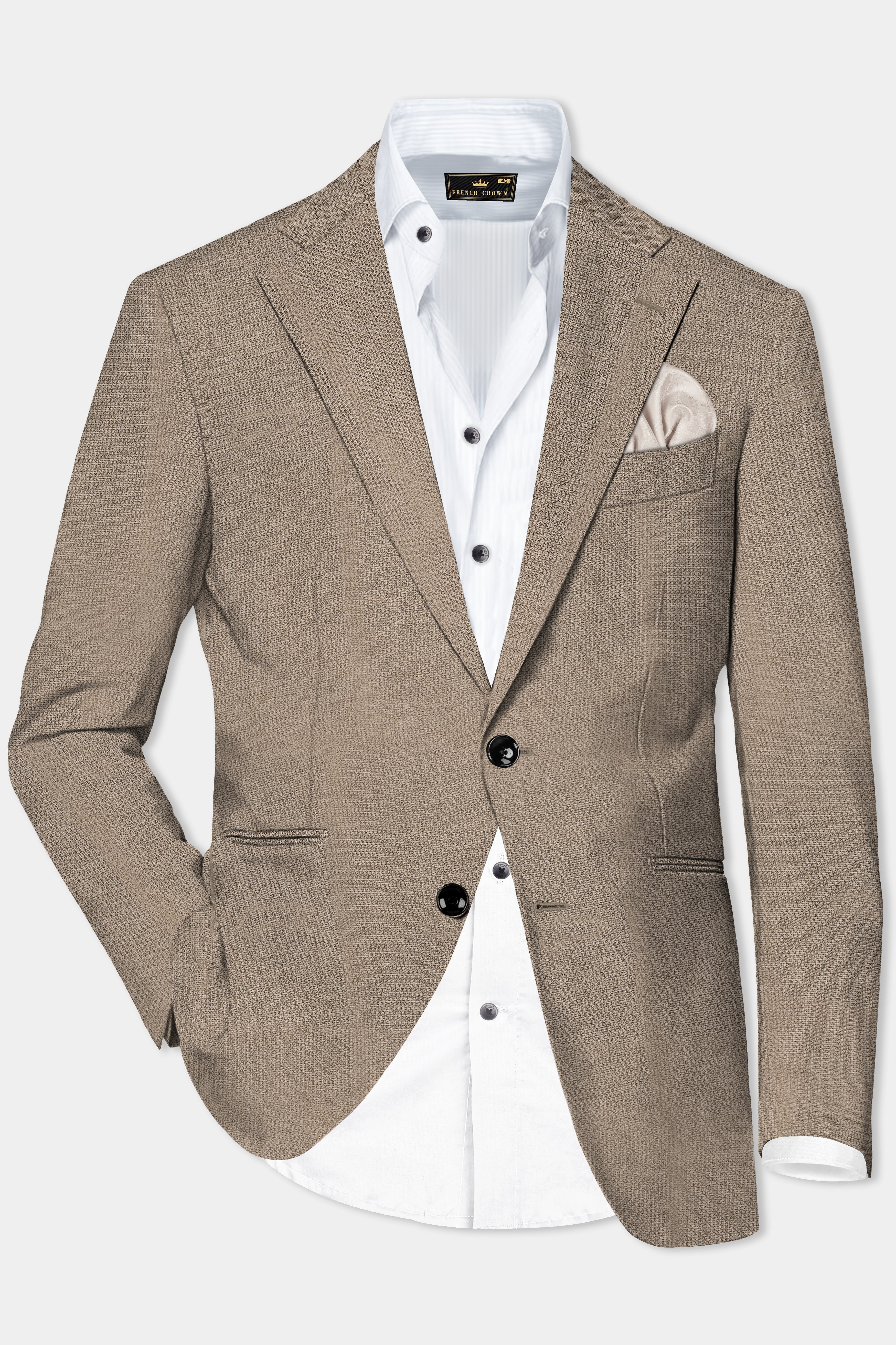 Cinereous Brown Textured Wool Rich Single Breasted Suit