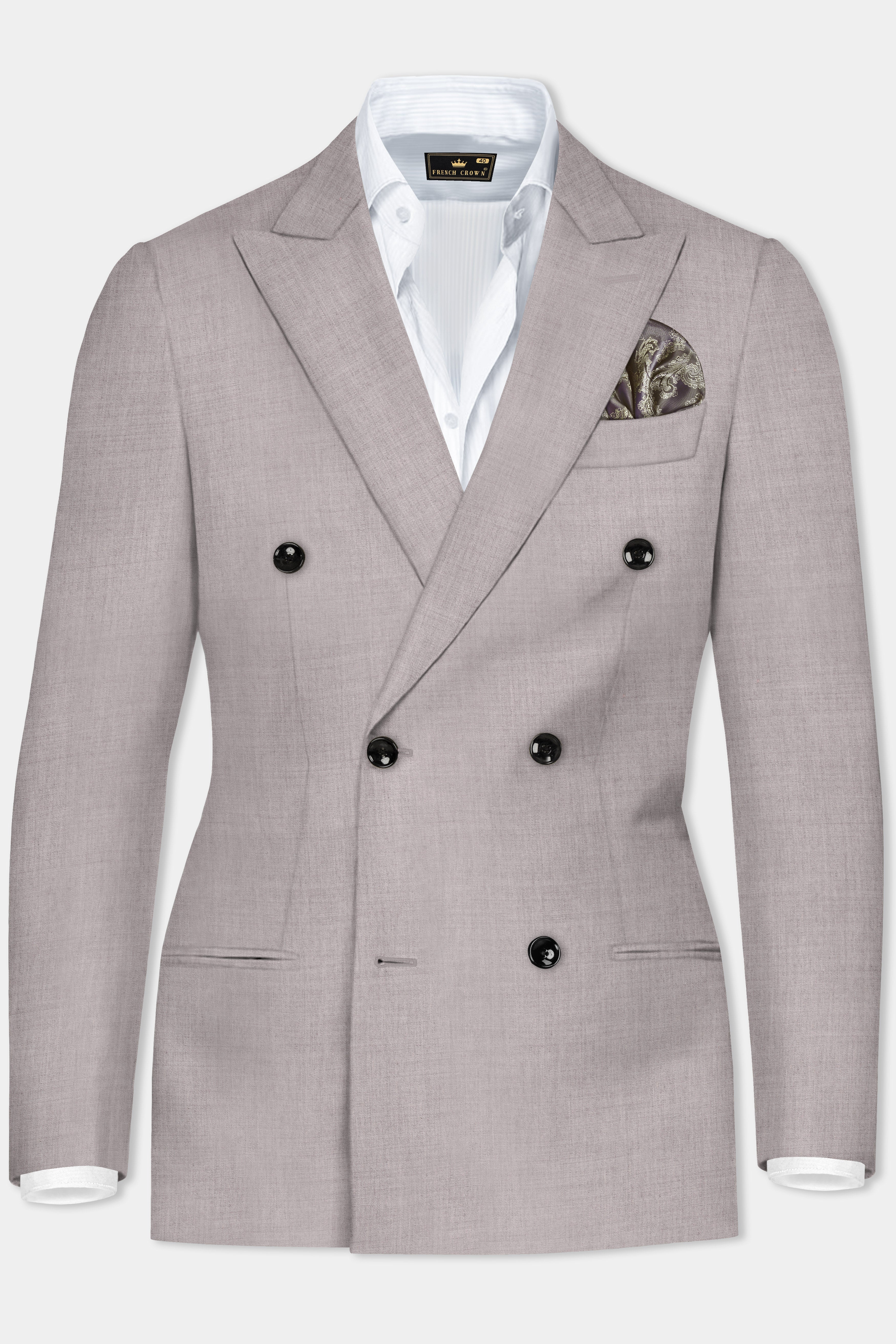 Hurricane Gray Solid Wool Rich Double Breasted Suit