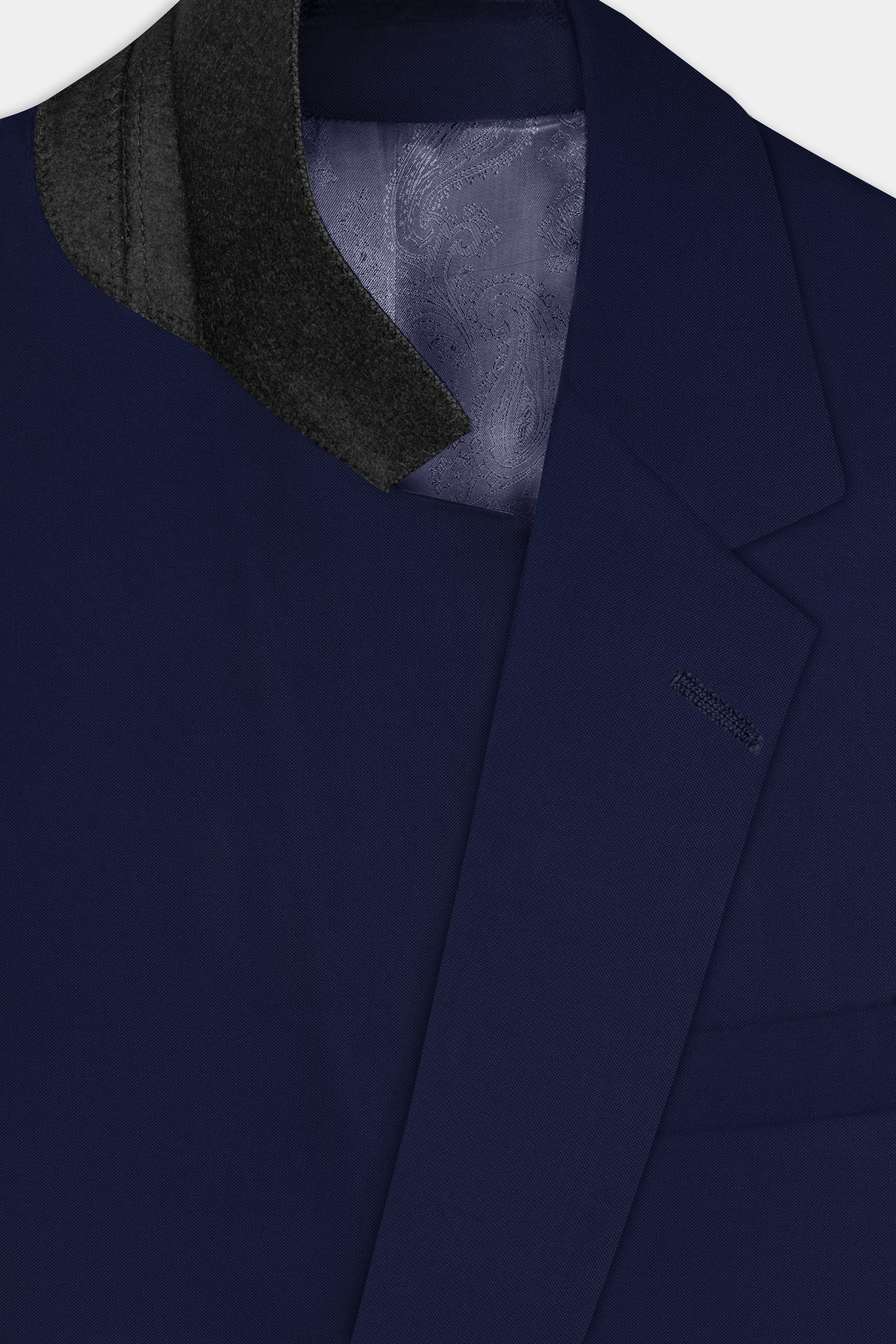 Jaguar Blue Textured Wool Rich Single Breasted Slim Lapel Suit