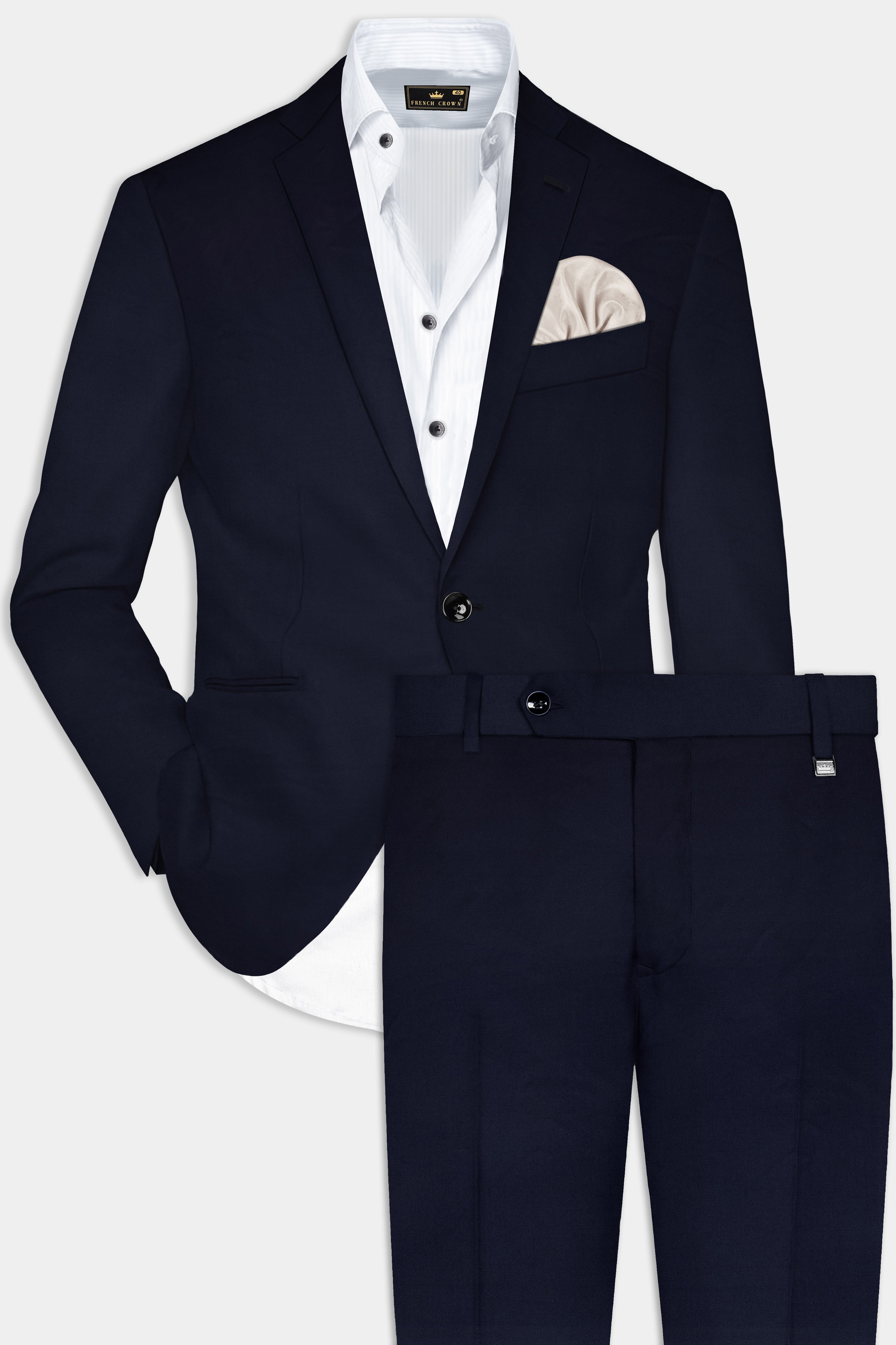 Pumice Blue Solid Wool Rich Single Breasted Slim Lapel Suit