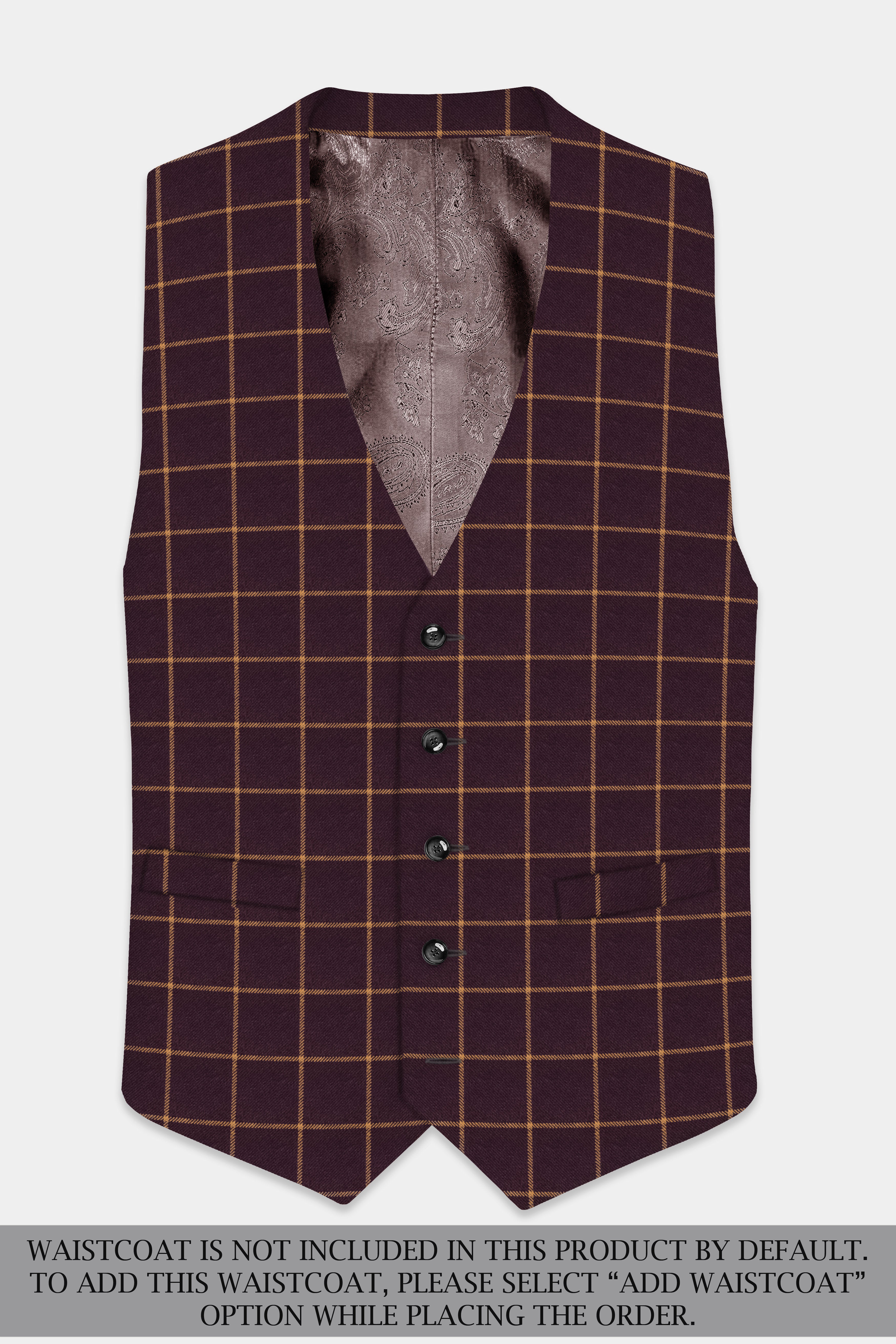 Zambezi Wine windowpane Tweed Double Breasted Suit