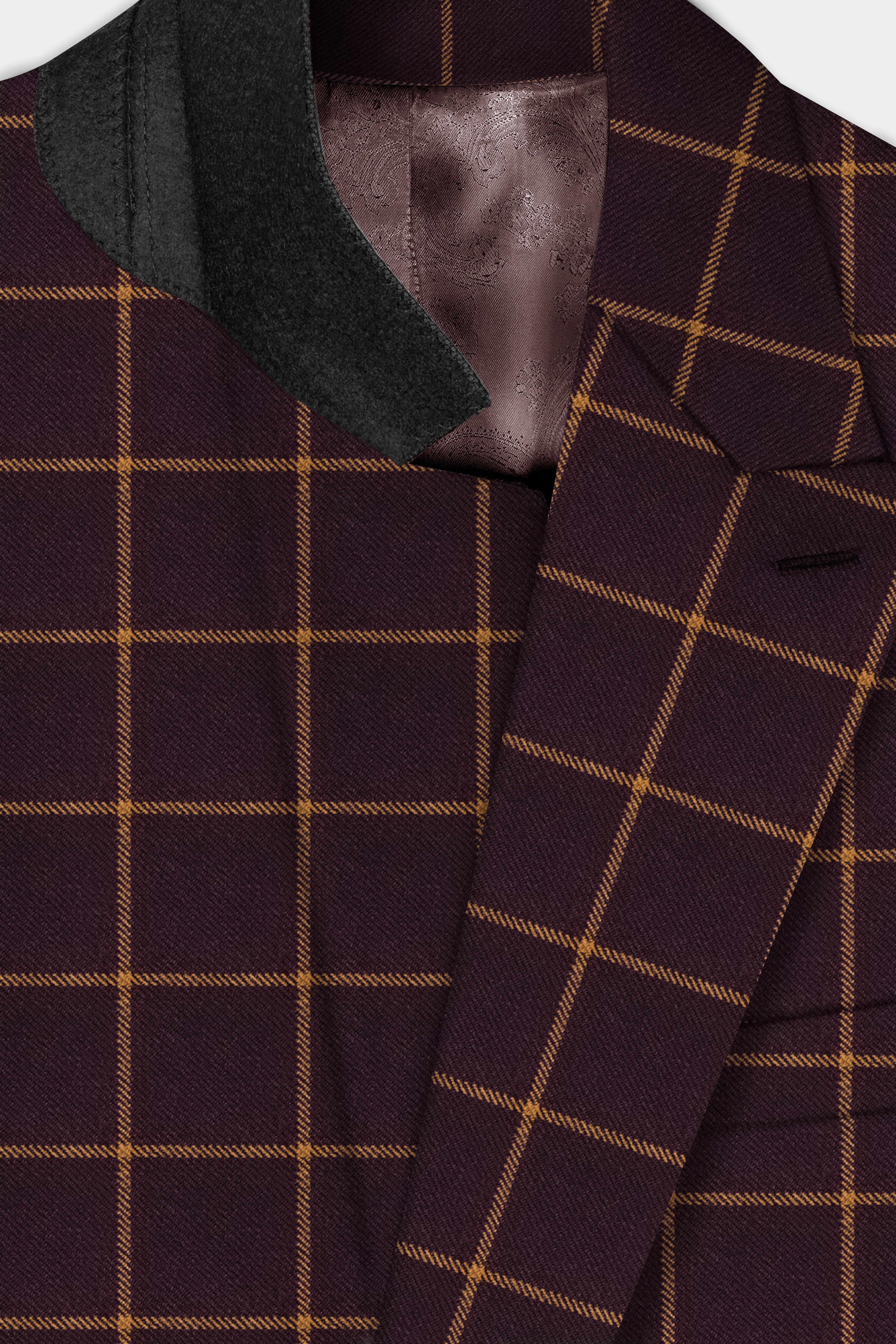 Zambezi Wine windowpane Tweed Double Breasted Suit