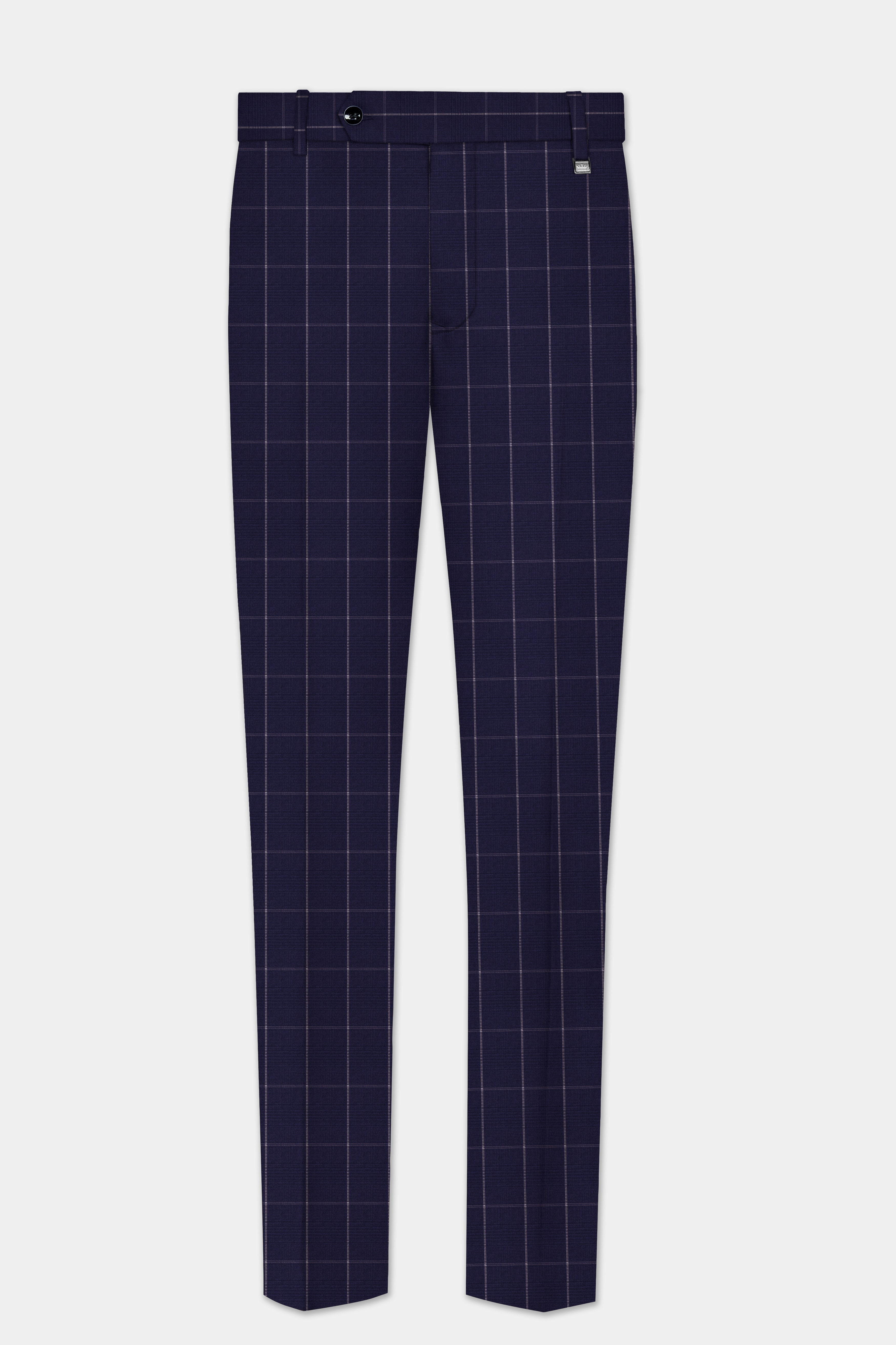 Admiral Blue Windowpane Wool Rich Single Breasted Suit