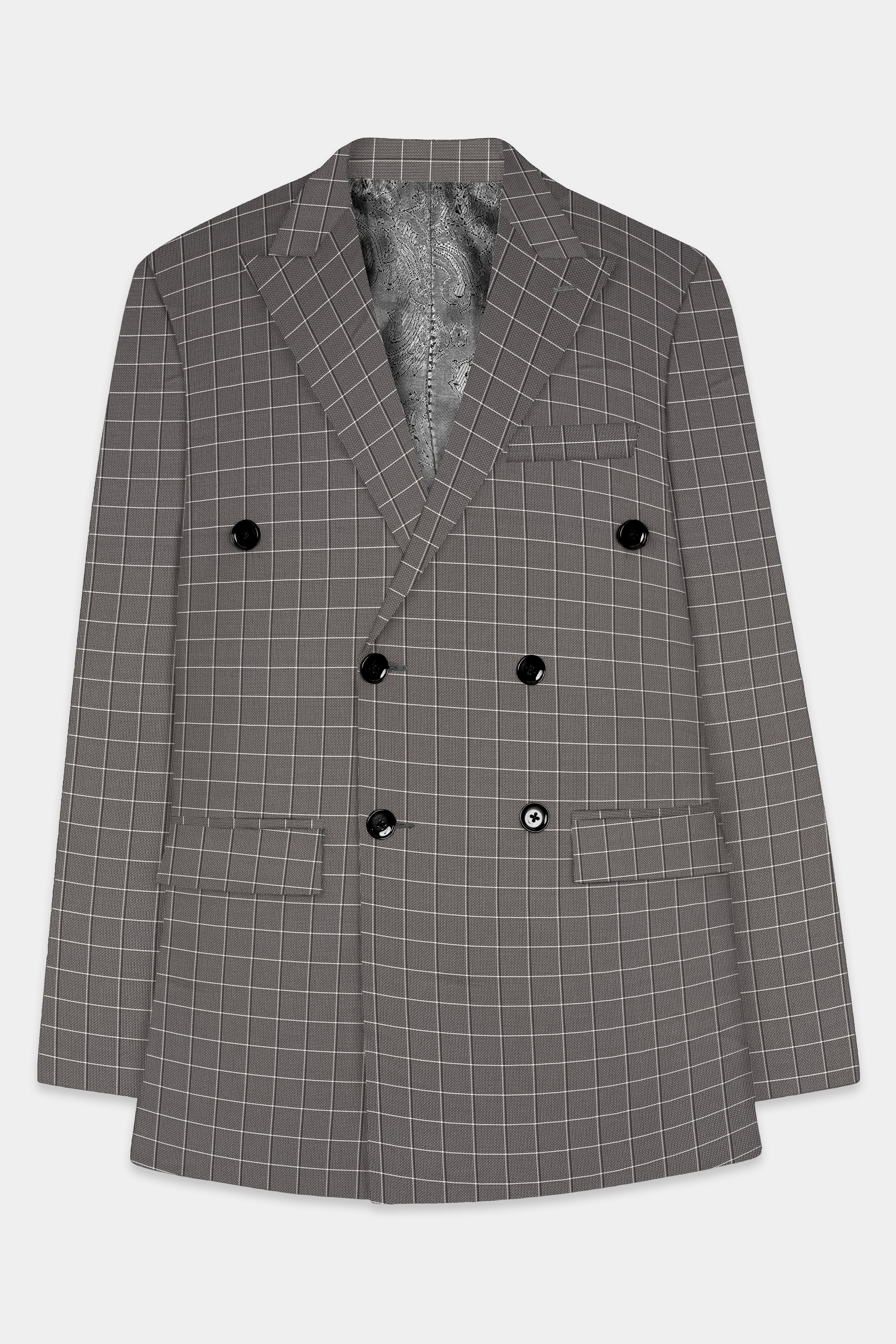 Friar Gray Plaid Wool Rich Double Breasted Suit