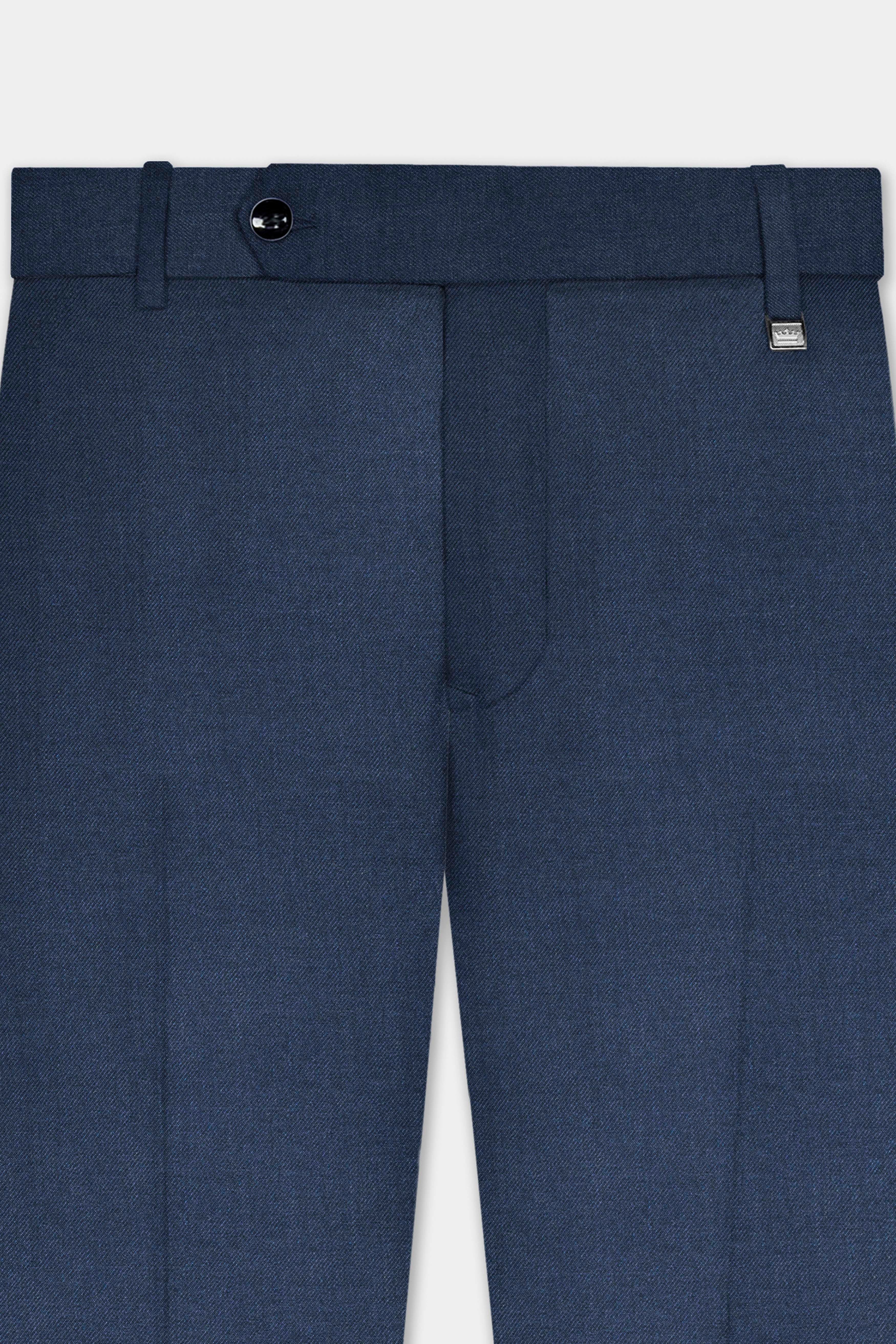 Nevada Blue Solid Tweed Double Breasted Suit