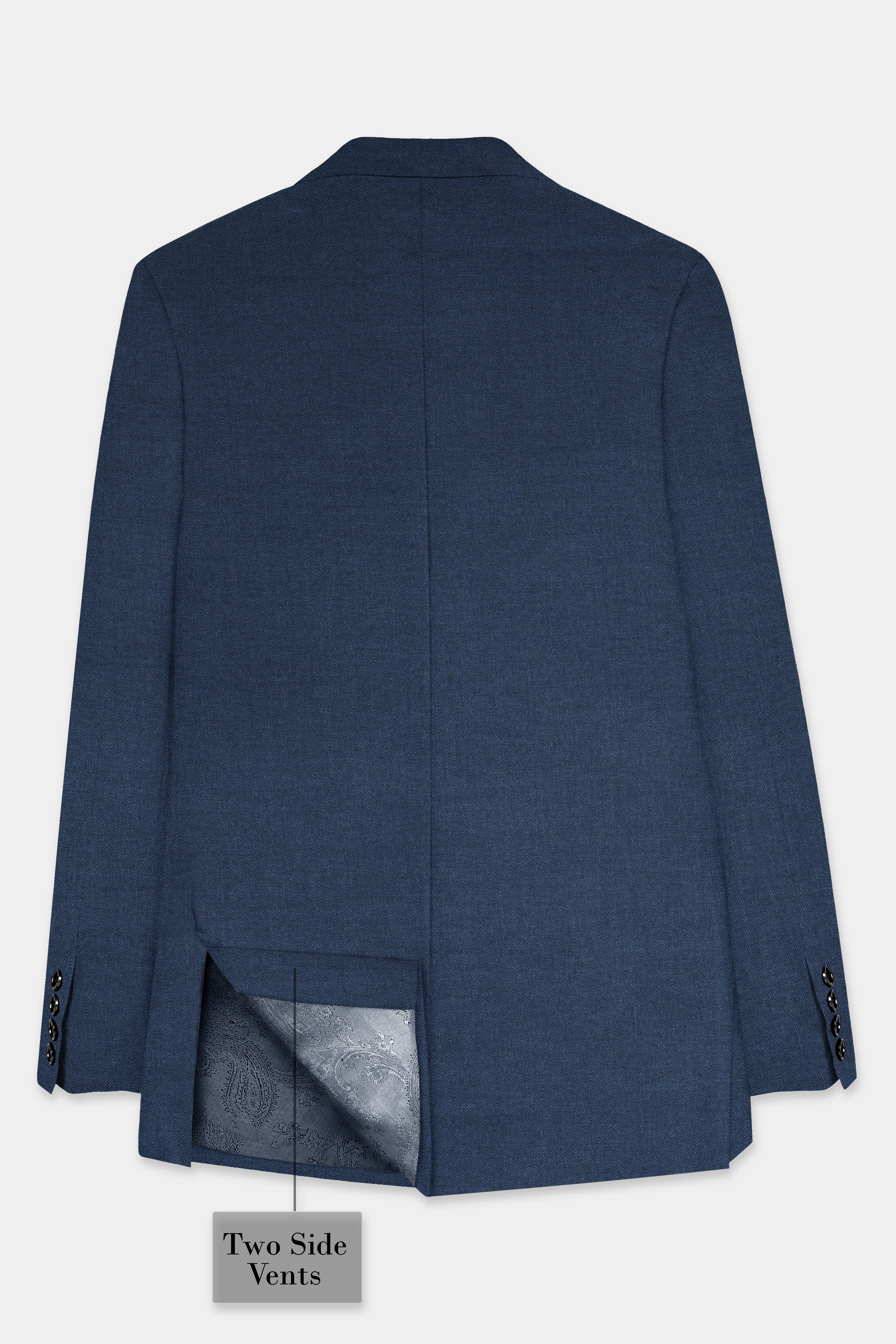 Nevada Blue Solid Tweed Double Breasted Suit