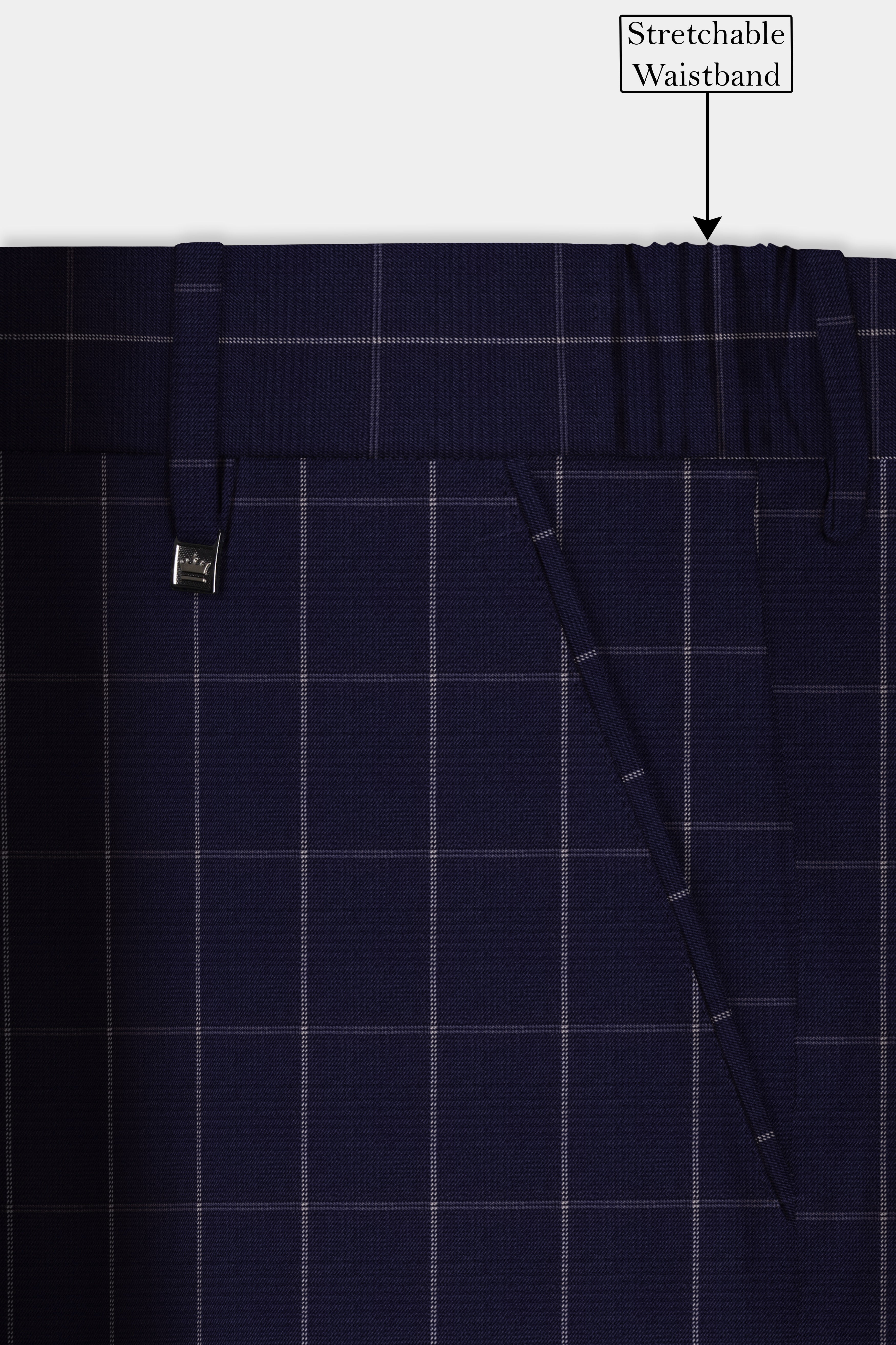 Admiral Blue Windowpane Wool Rich Double Breasted Suit