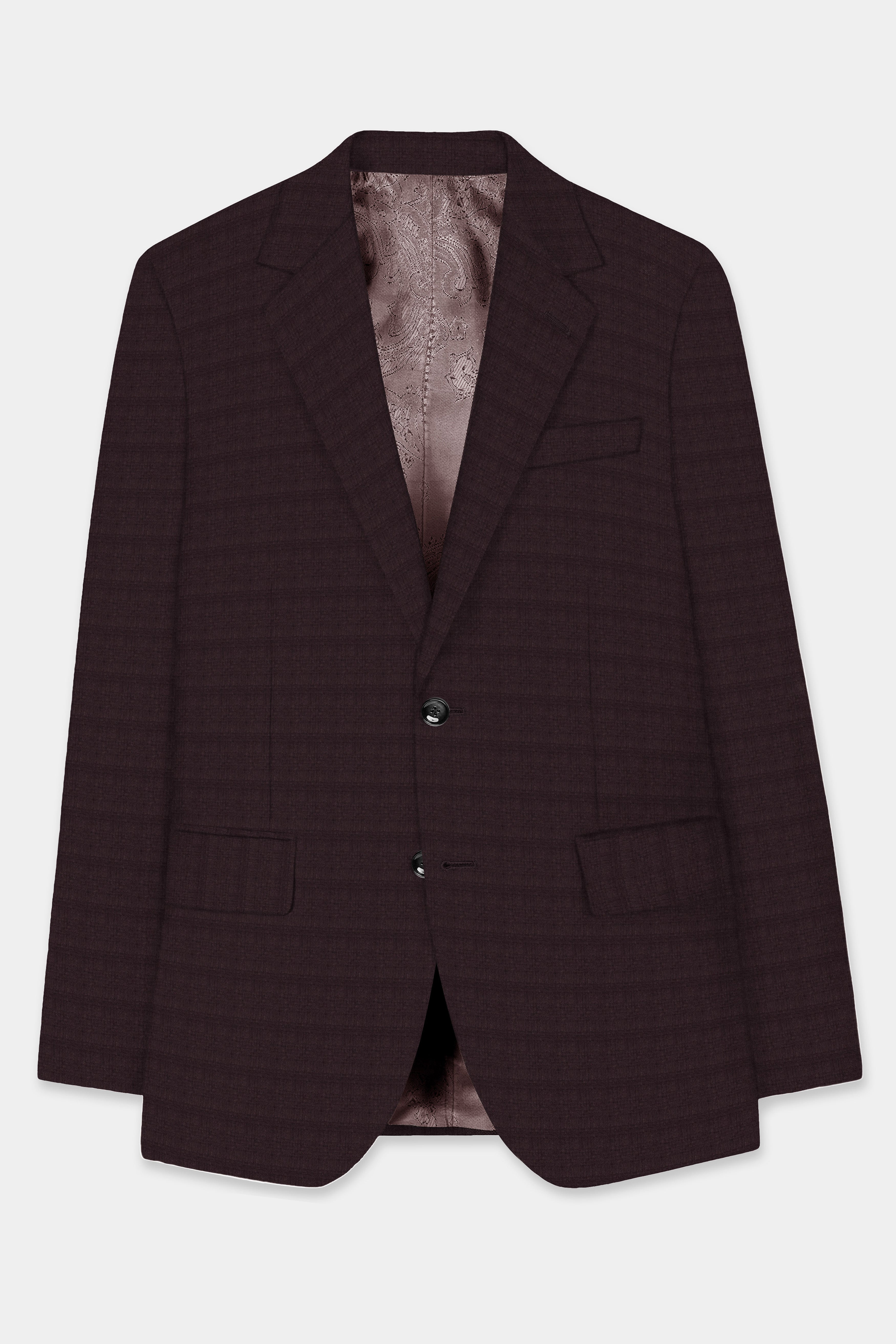 Bitrot Maroon Textured Wool Rich Single Breasted Suit