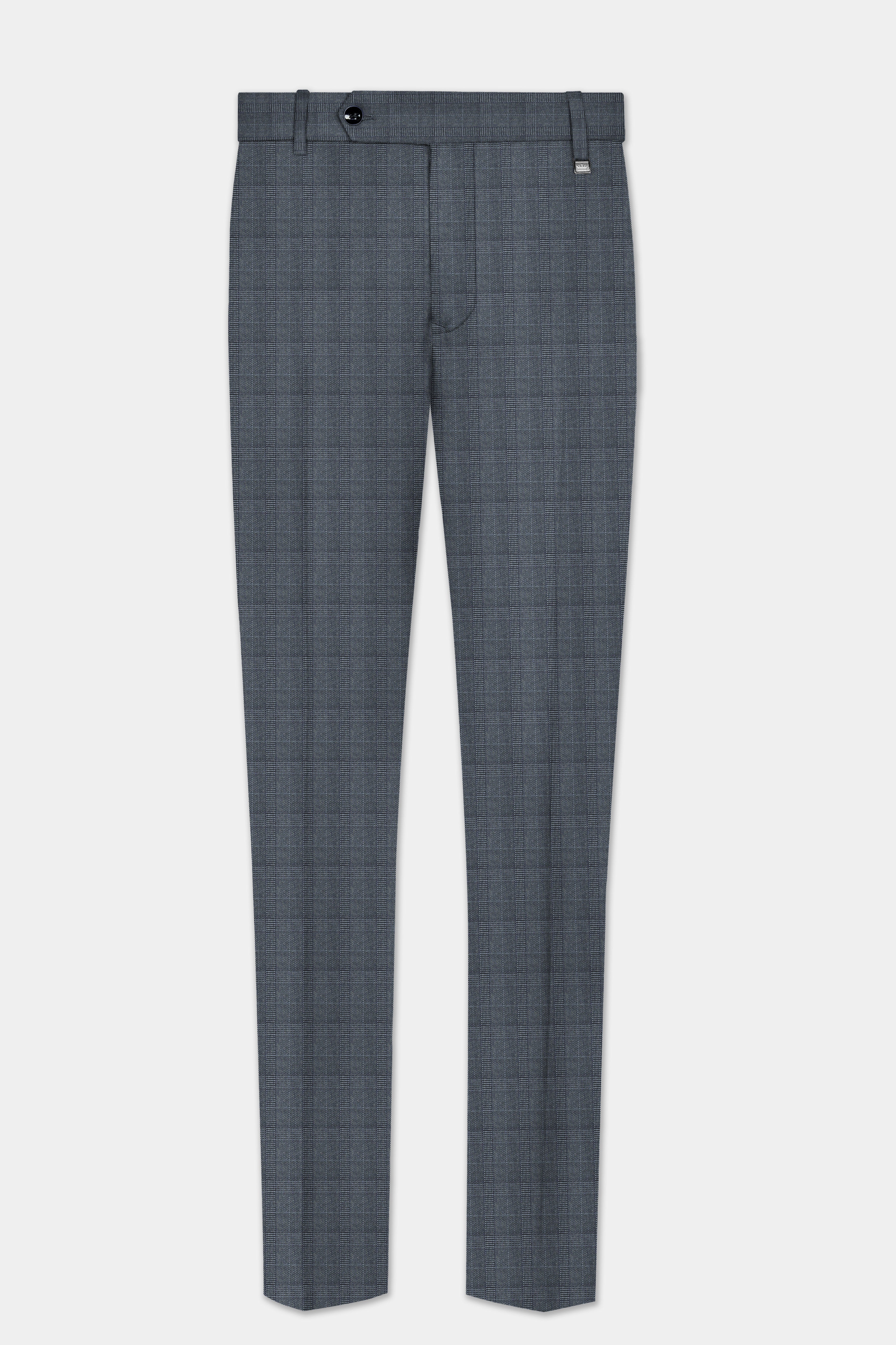 Trout Gray Windowpane Wool Rich Bandhgala Suit