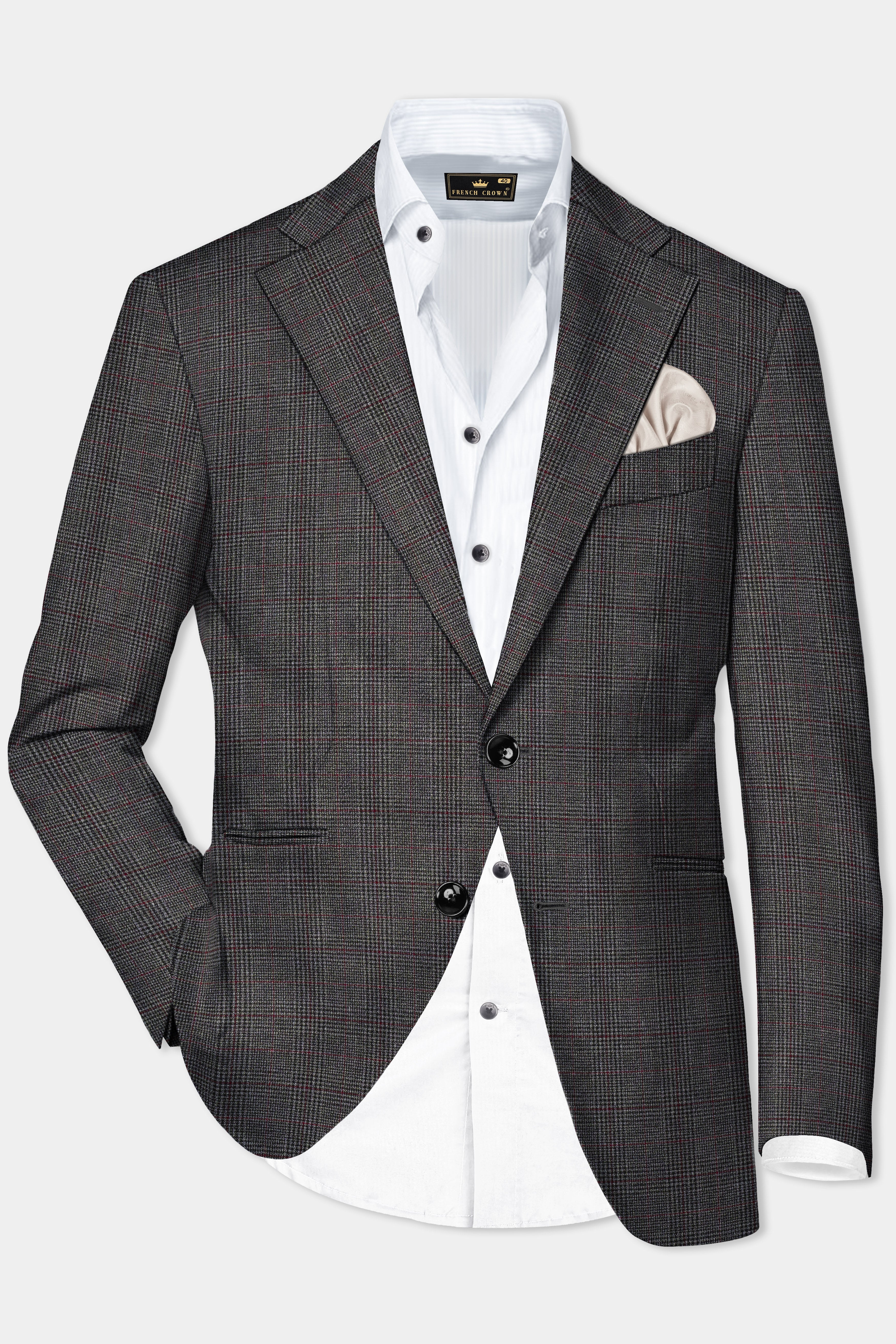 Iridium Gray Plaid Wool Rich Single Breasted Suit