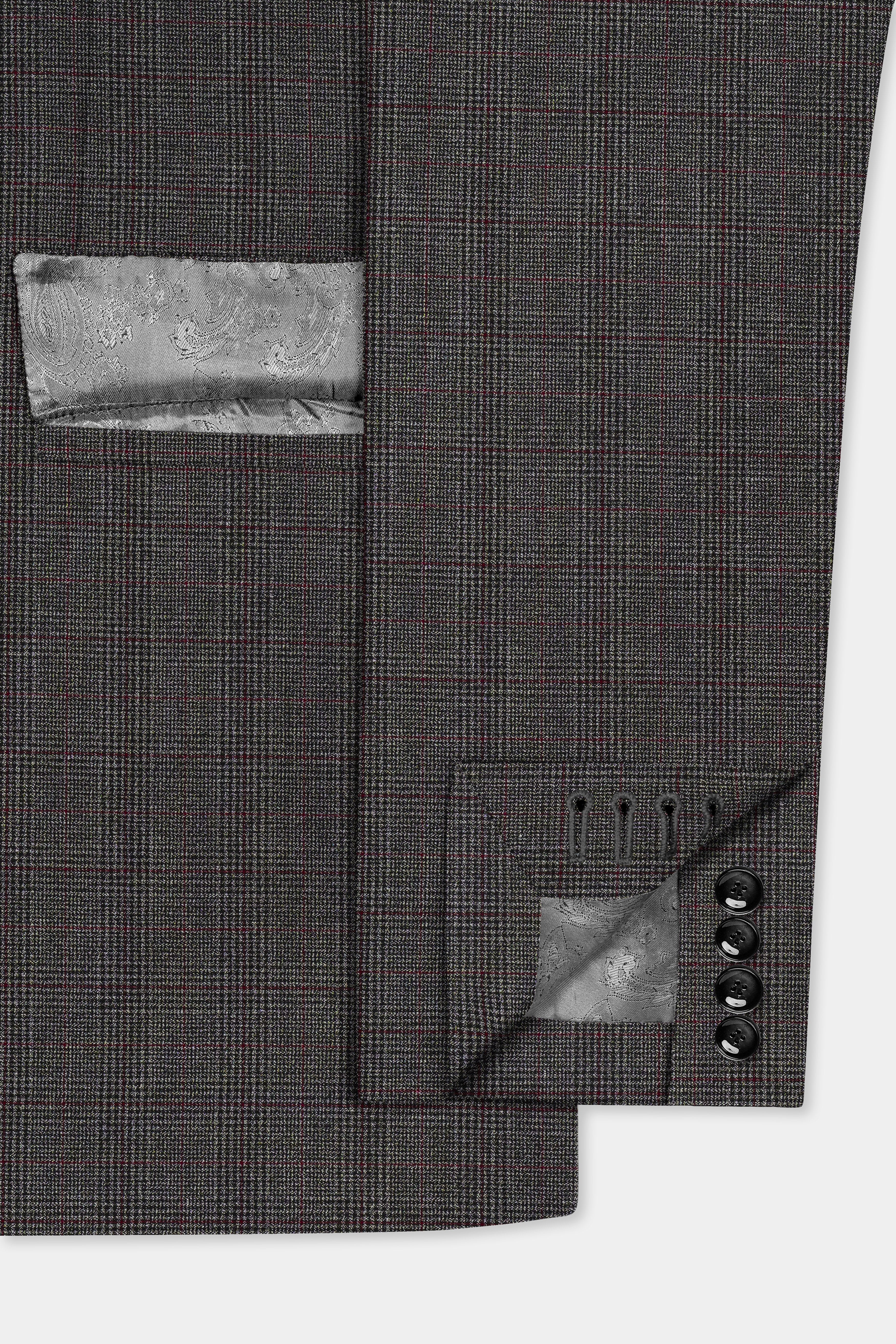 Iridium Gray Plaid Wool Rich Single Breasted Suit