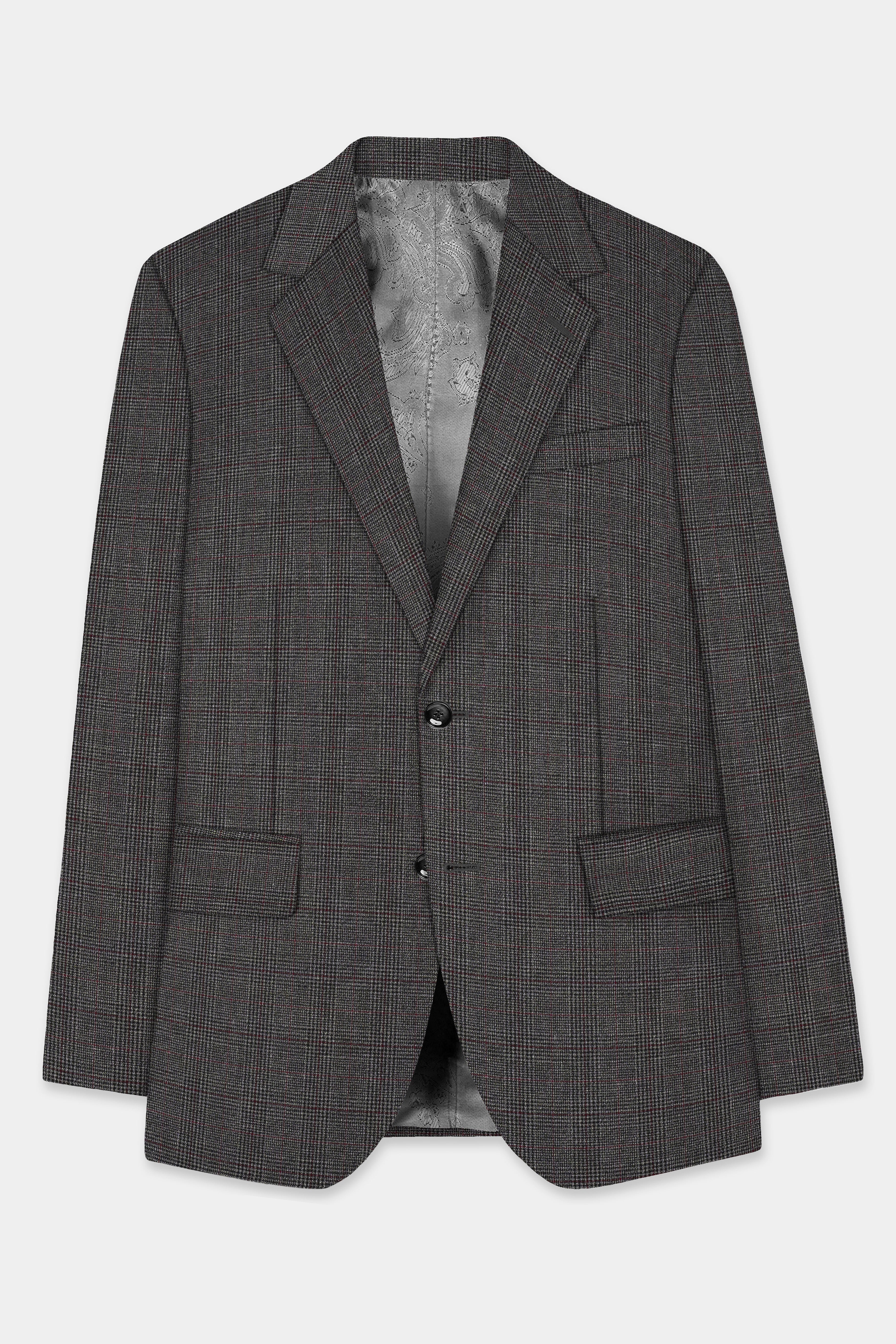 Iridium Gray Plaid Wool Rich Single Breasted Suit