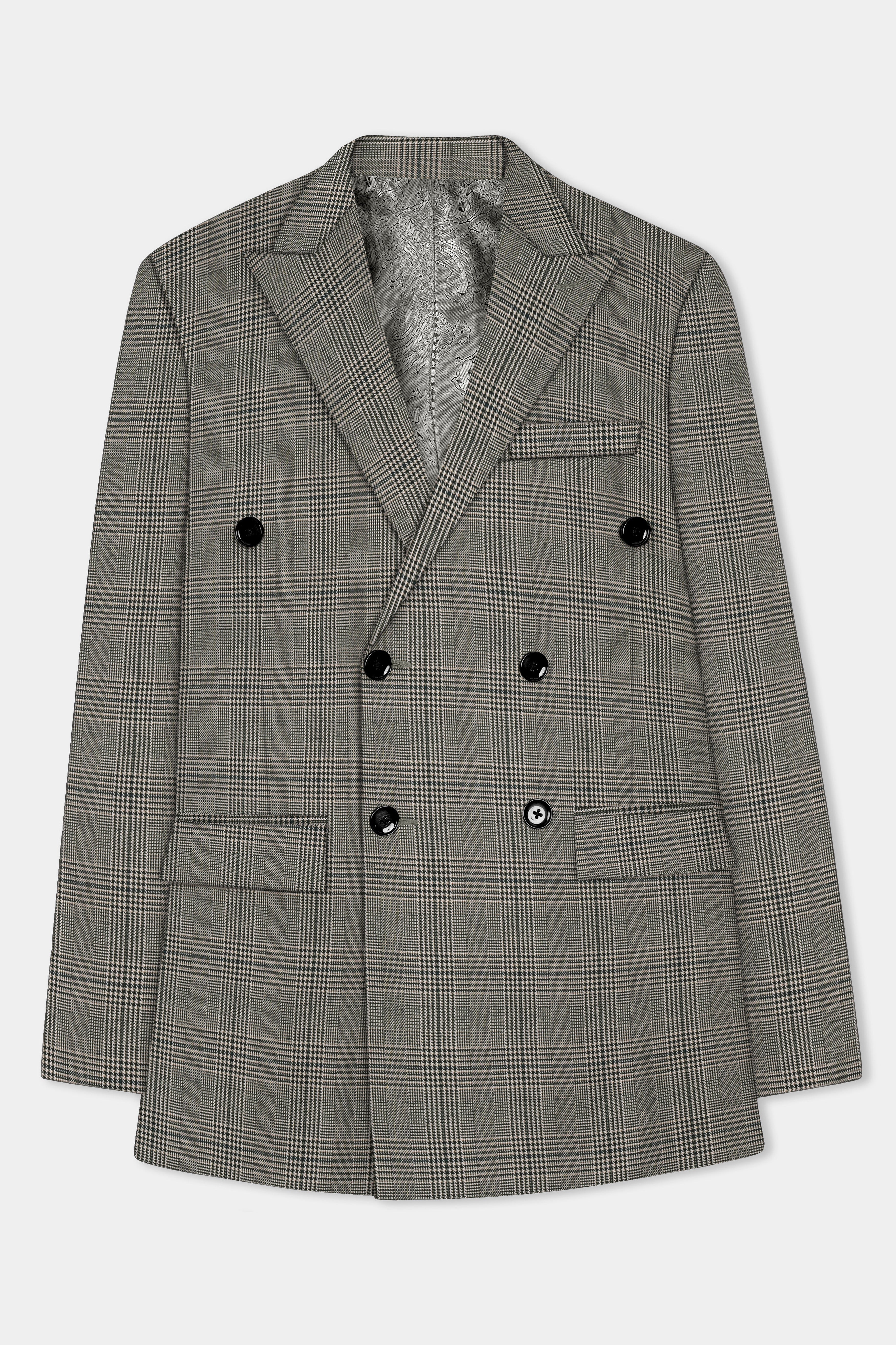 Spicy Brown Plaid Tweed Double Breasted Suit