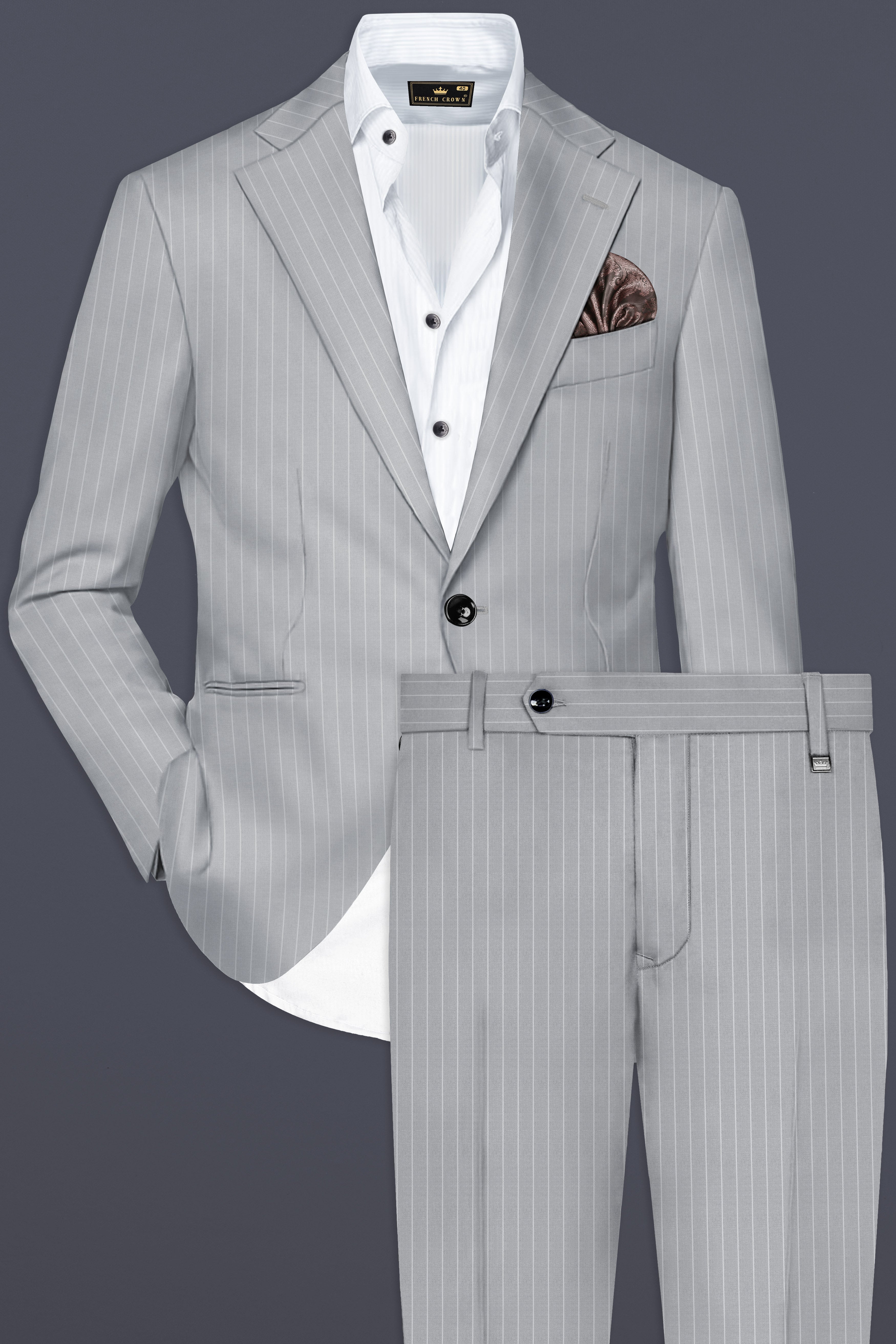 Mercury Gray Stripes Wool Rich Single Breasted Suit