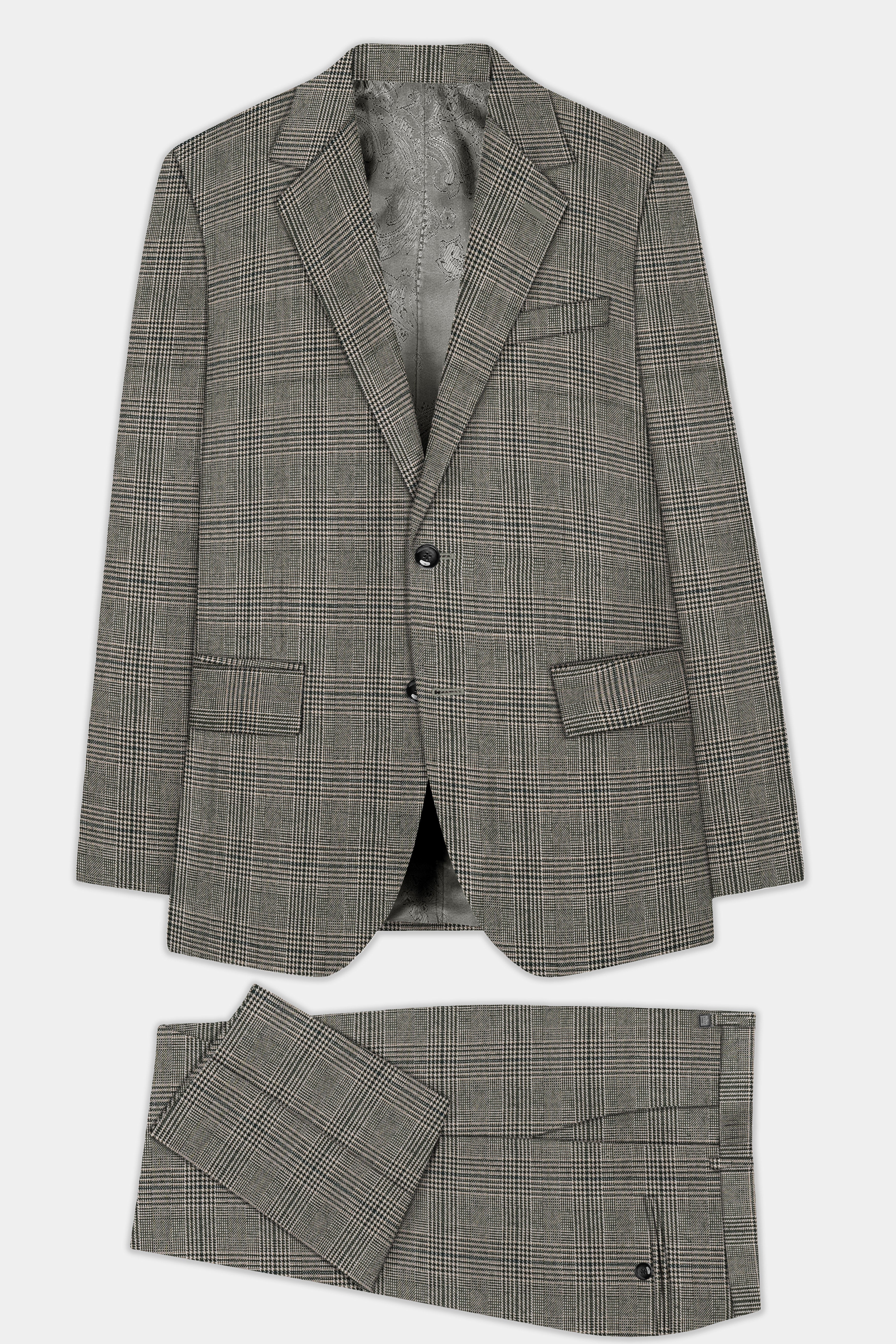 Spicy Brown Plaid Tweed Single Breasted Suit