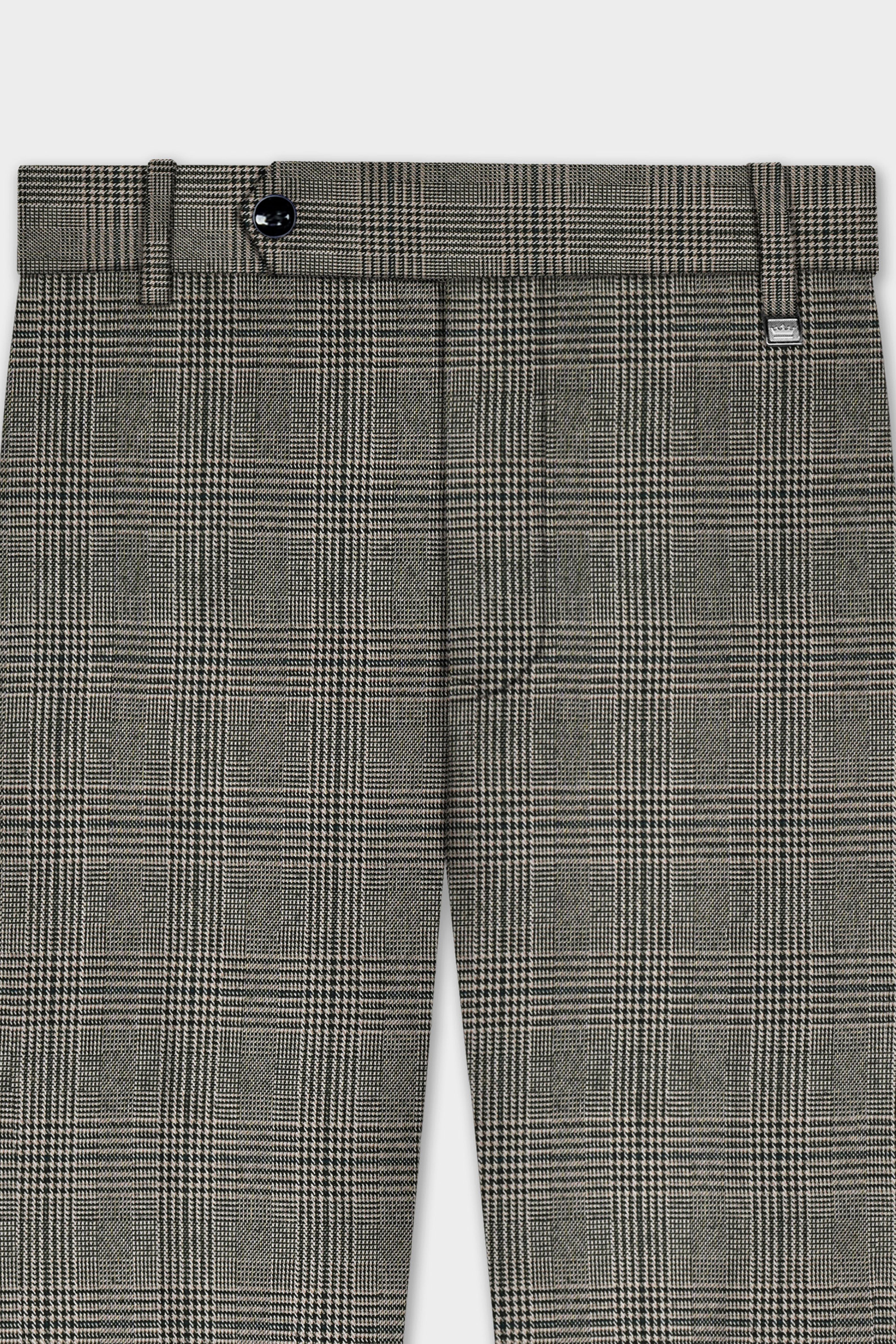 Spicy Brown Plaid Tweed Single Breasted Suit