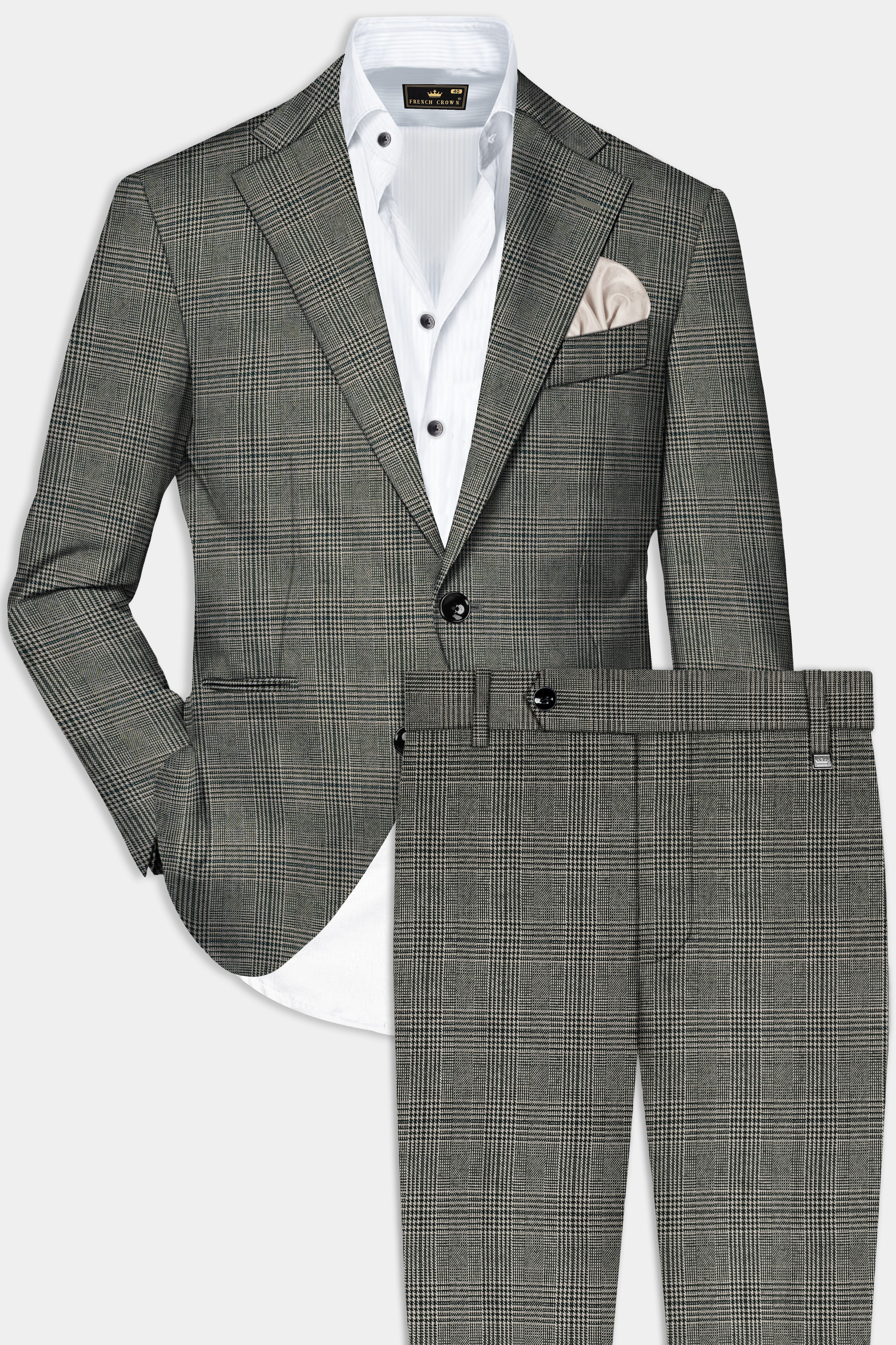 Spicy Brown Plaid Tweed Single Breasted Suit