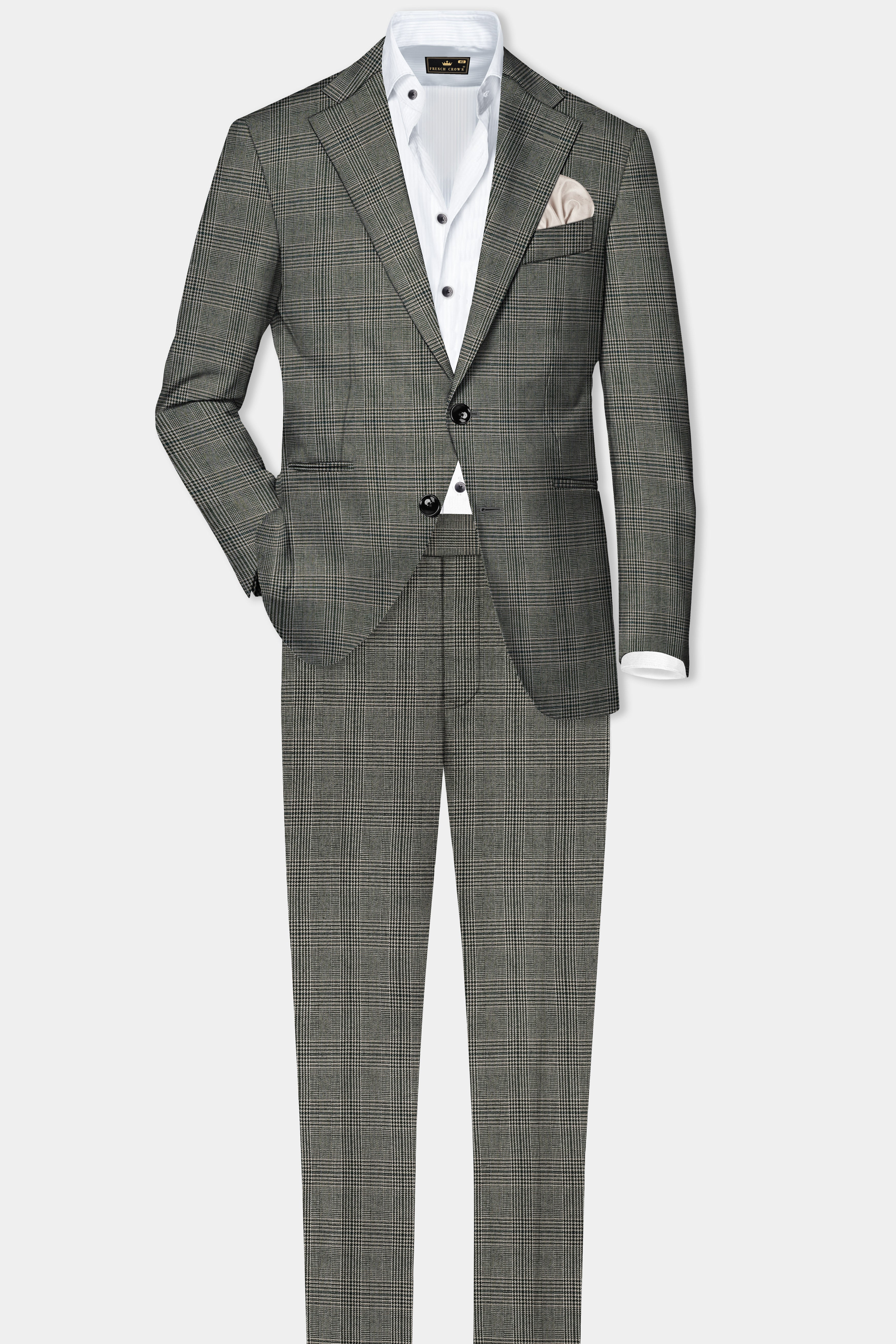 Spicy Brown Plaid Tweed Single Breasted Suit