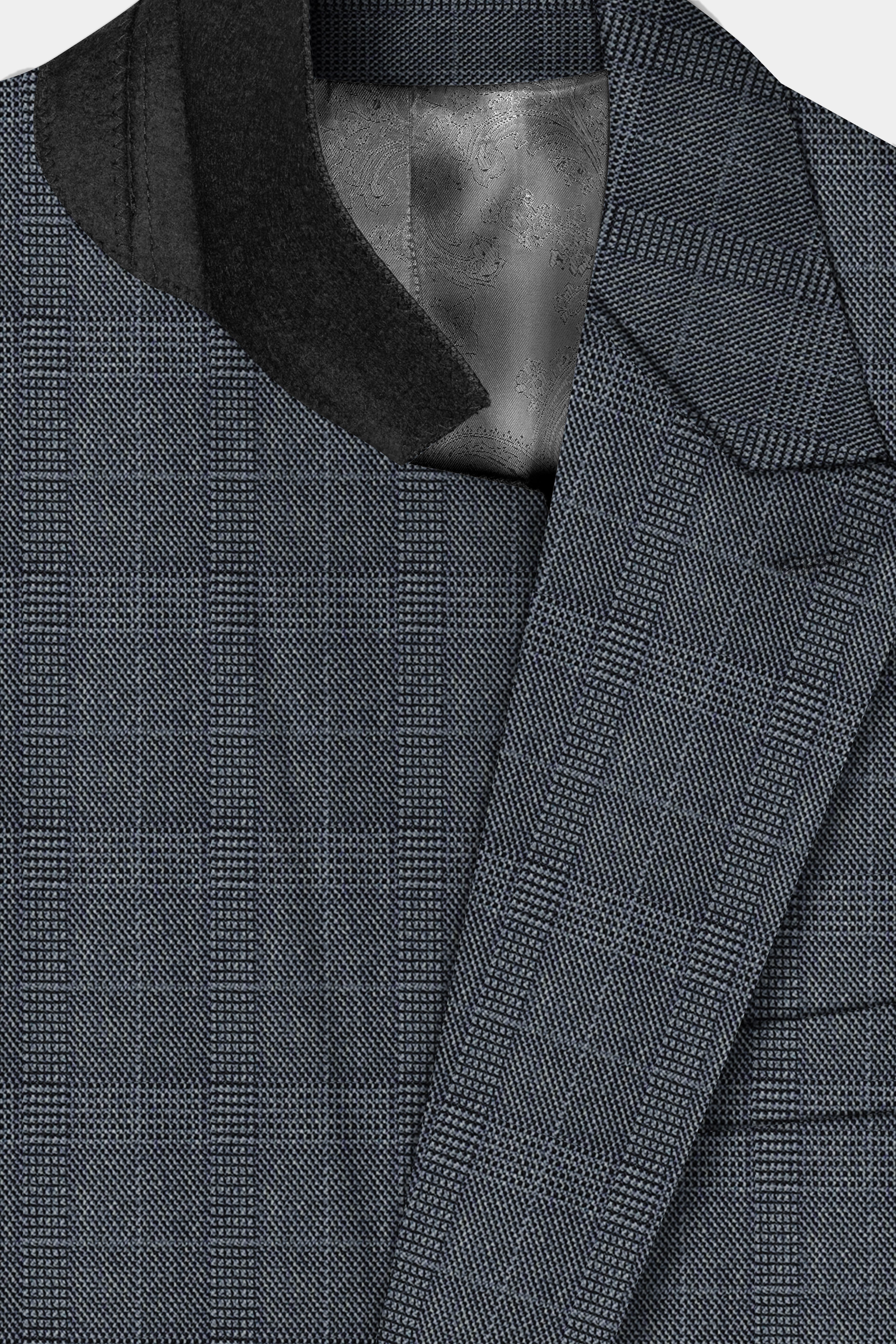 Trout Gray Windowpane Wool Rich Double Breasted Suit