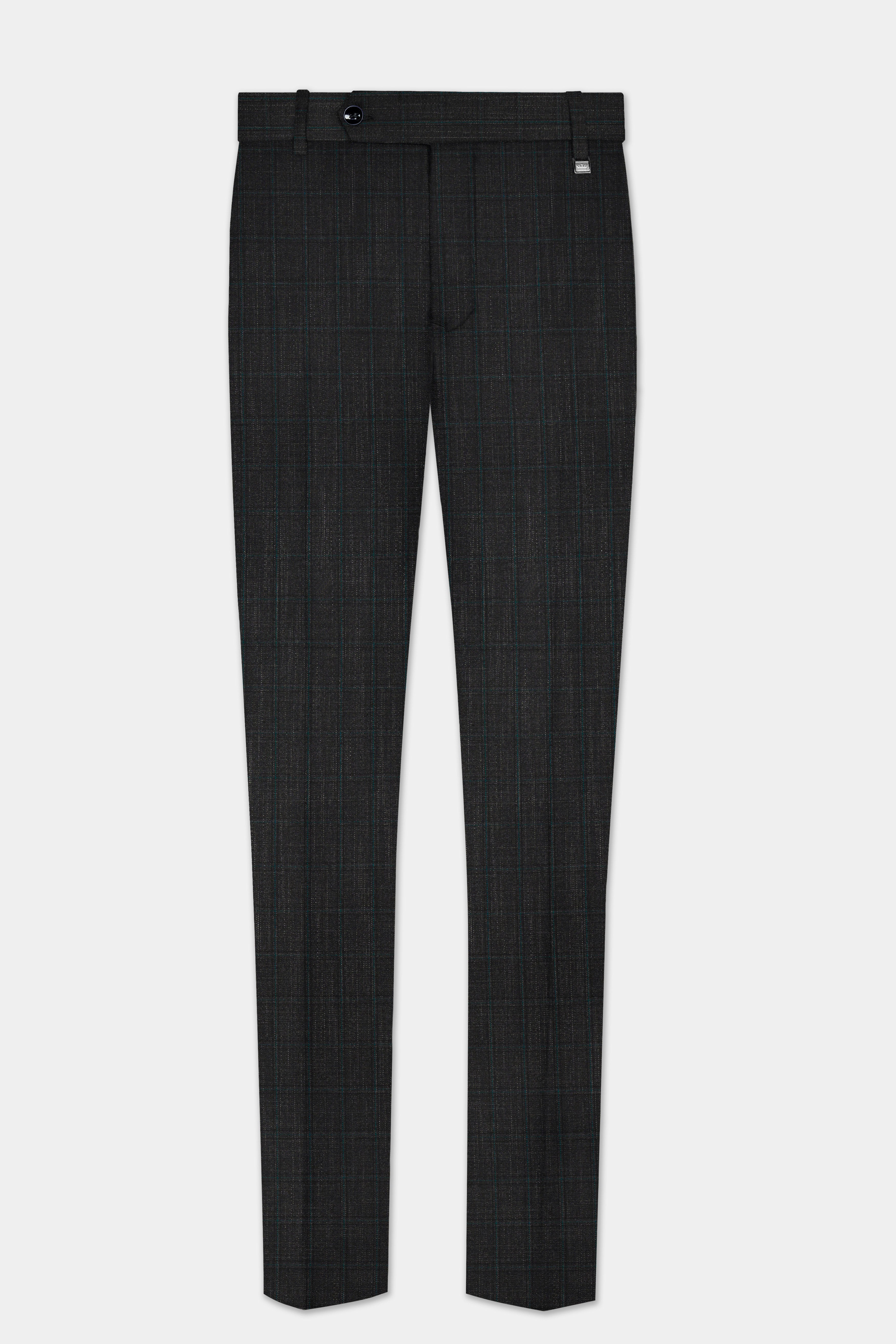 Charcoal Gray Plaid Wool Rich Single Breasted Suit