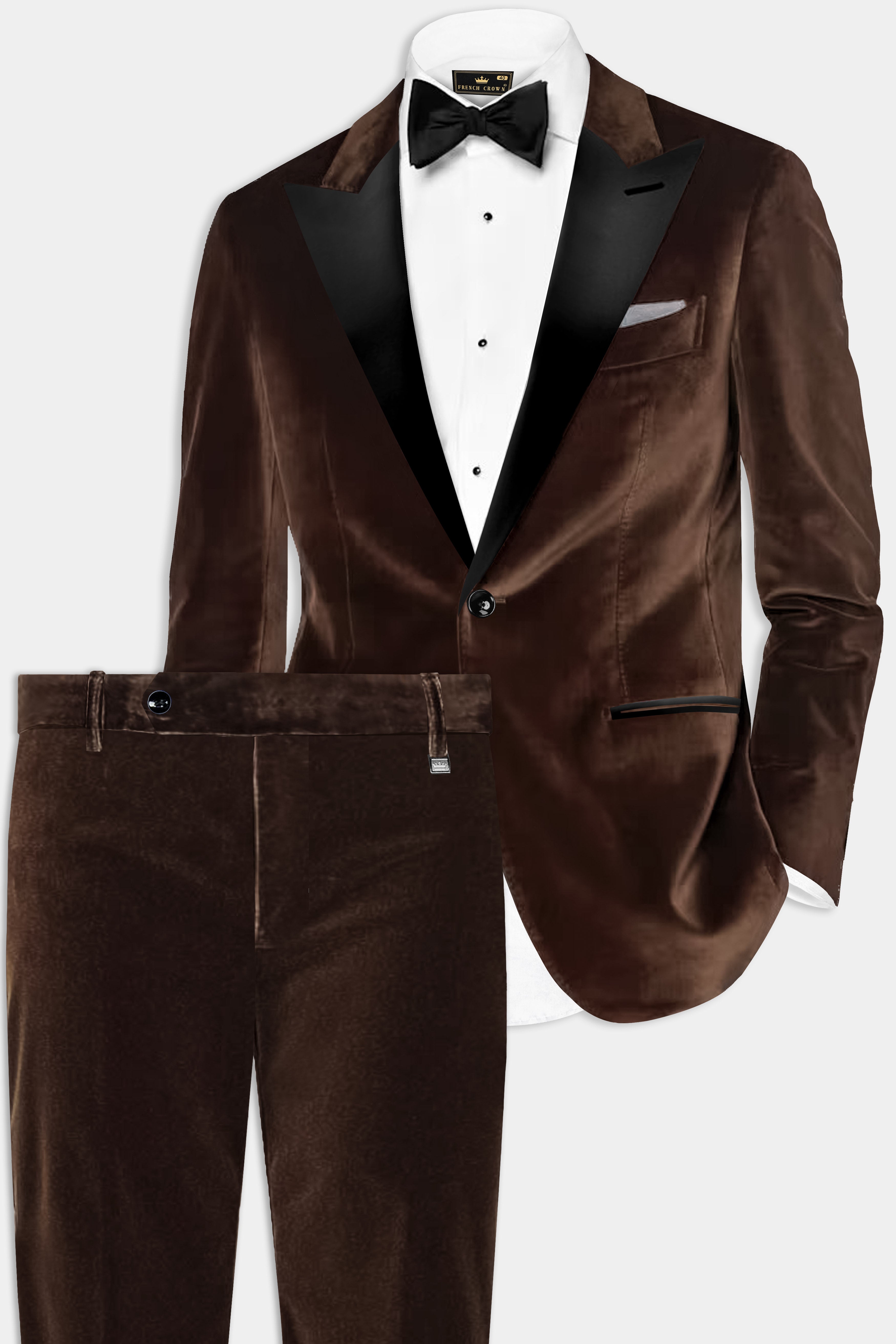 Bronze Eclipse-Brown Velvet Peak Collar Tuxedo Suit