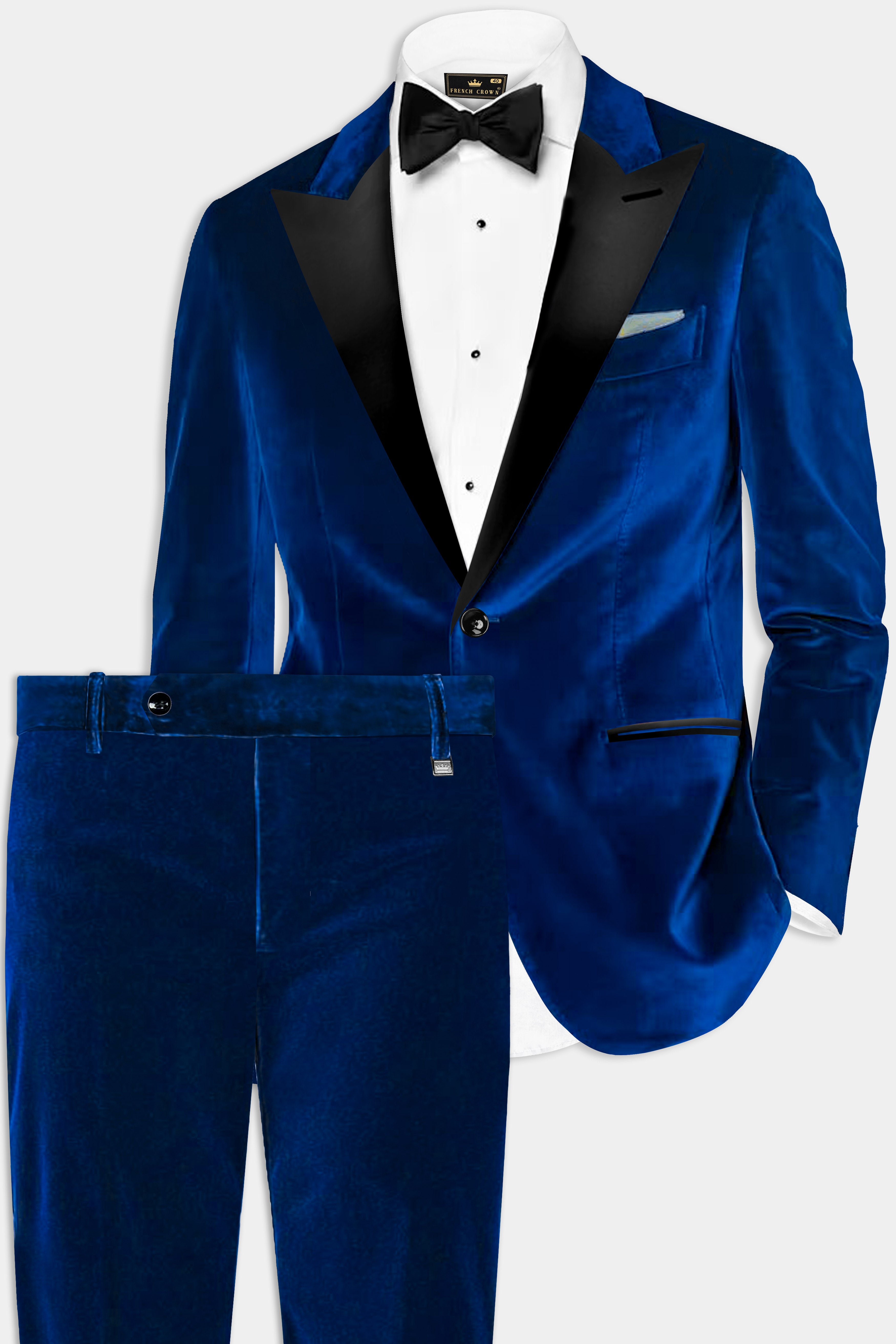 Regal Blue-Royal Velvet Peak Collar Tuxedo Suit