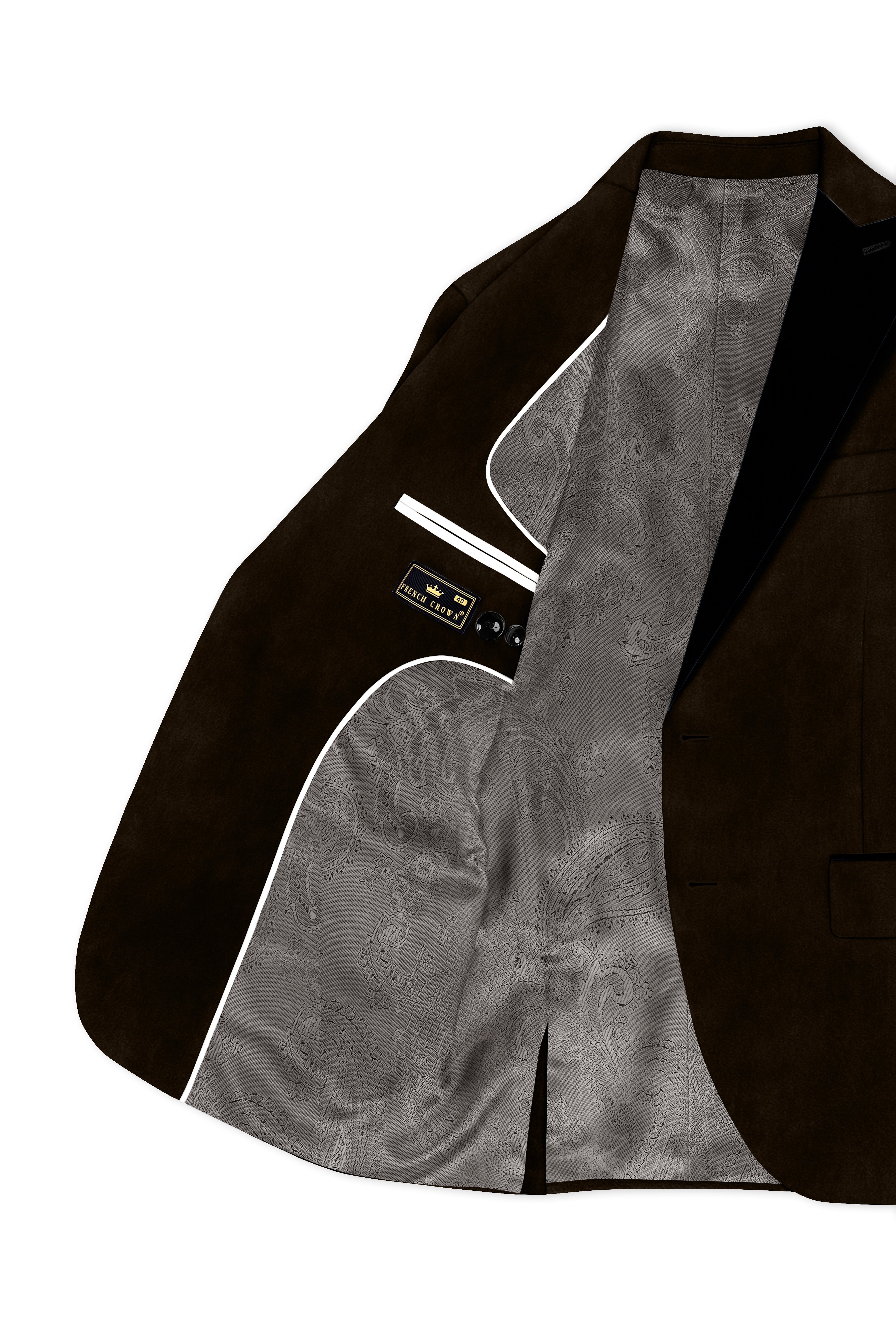 Espresso Elegance-Coffee Bean Velvet Peak Lapel Tuxedo Suit