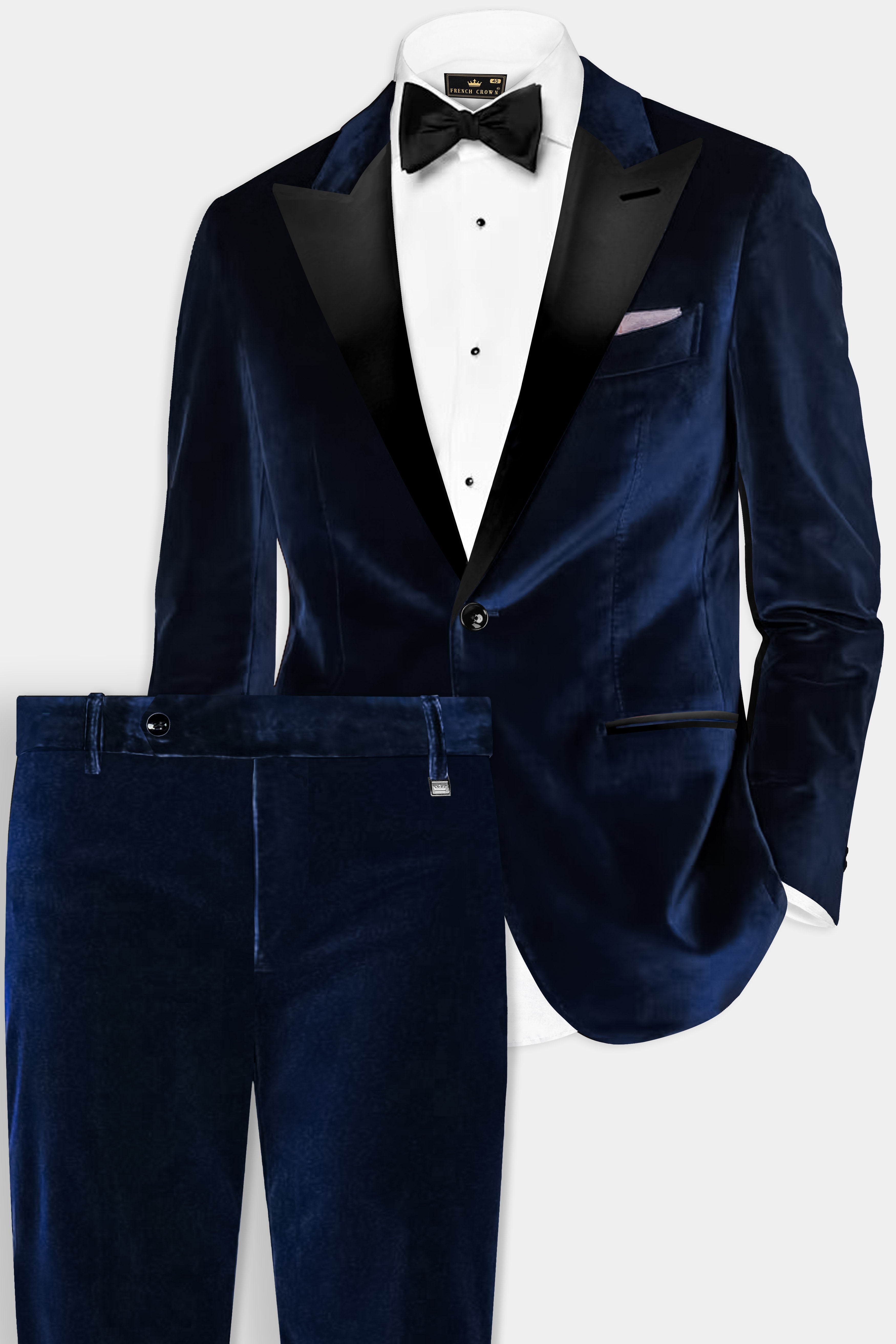 Blue Majesty-Russian Blue Velvet Peak Collar Tuxedo Suit