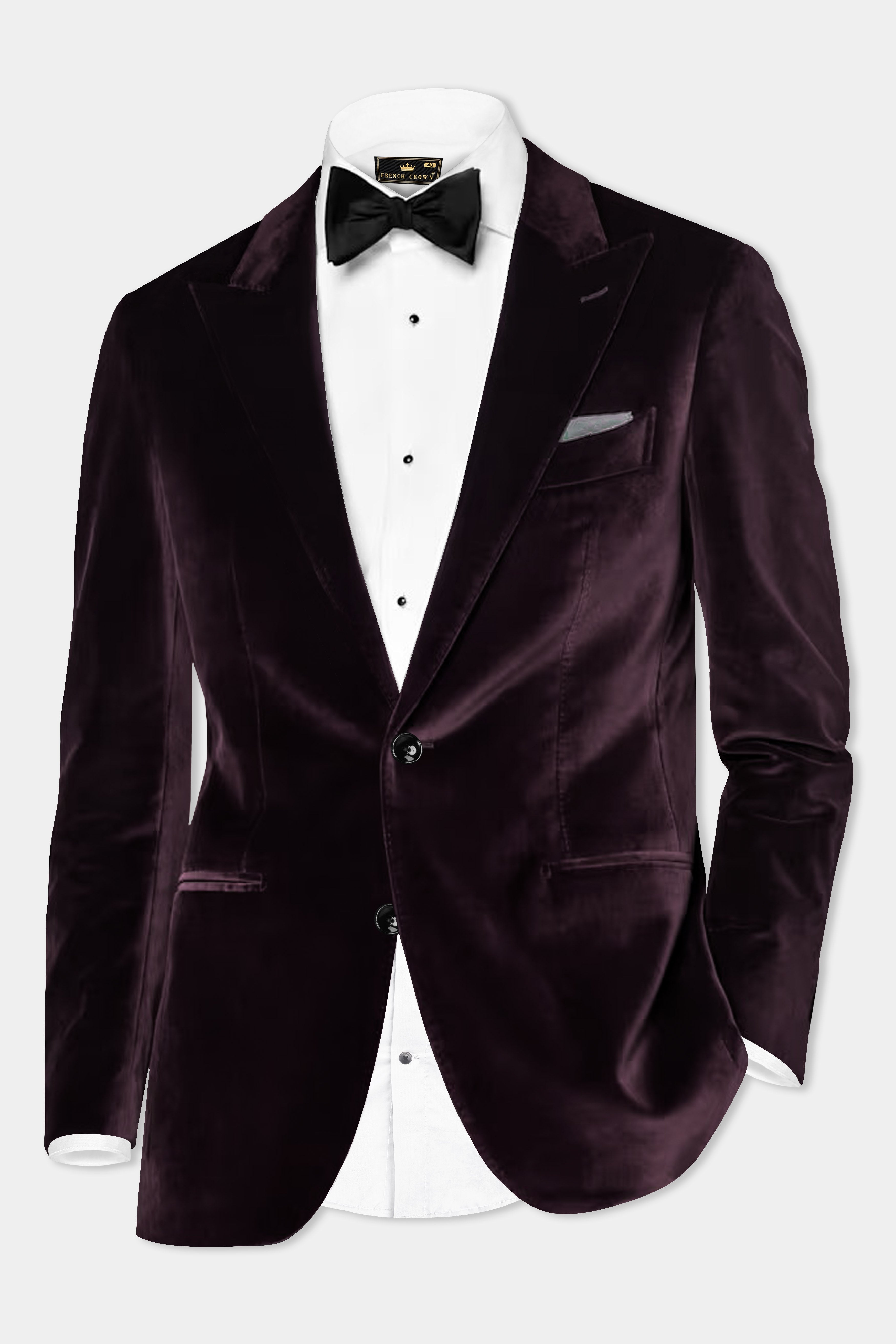 Carmine Lux-Zambezi Maroon Velvet Single Breasted Peak lapel Suit