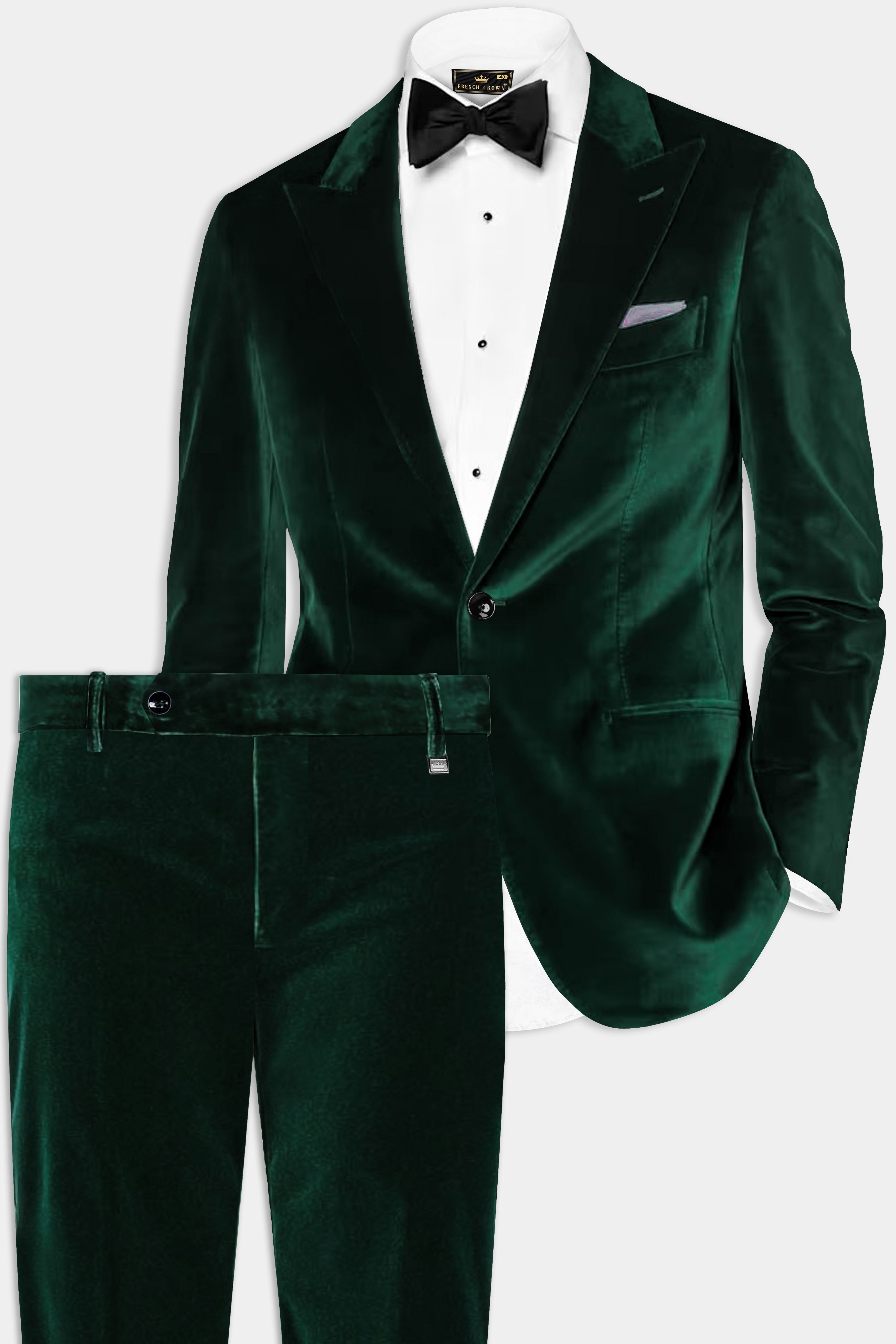 Emerald Majesty-Celtic Green Velvet Single Breasted Peak lapel Suit