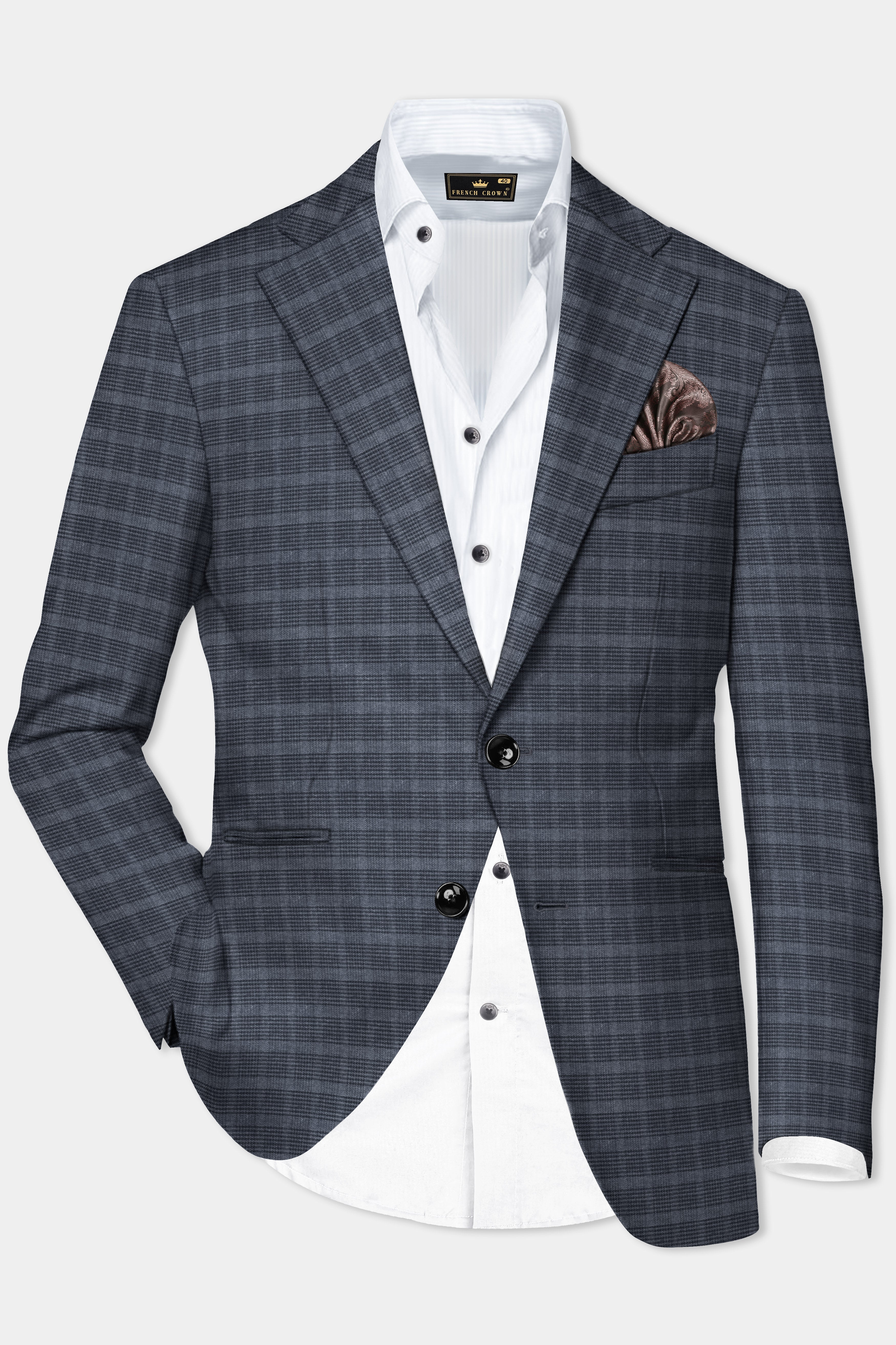 GrayLuxe-Charade Plaid Wool Rich Single Breasted Suit