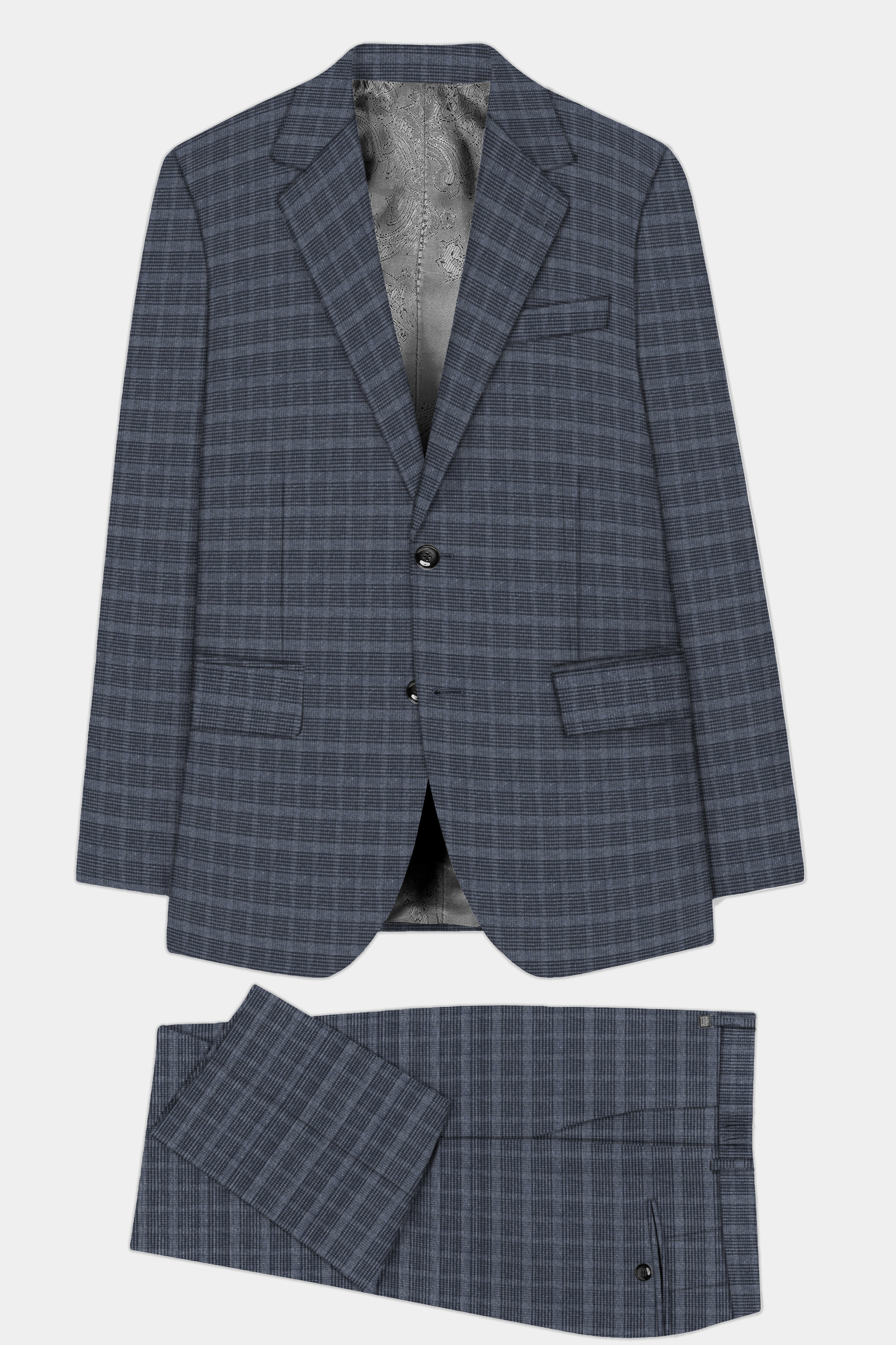 GrayLuxe-Charade Plaid Wool Rich Single Breasted Suit