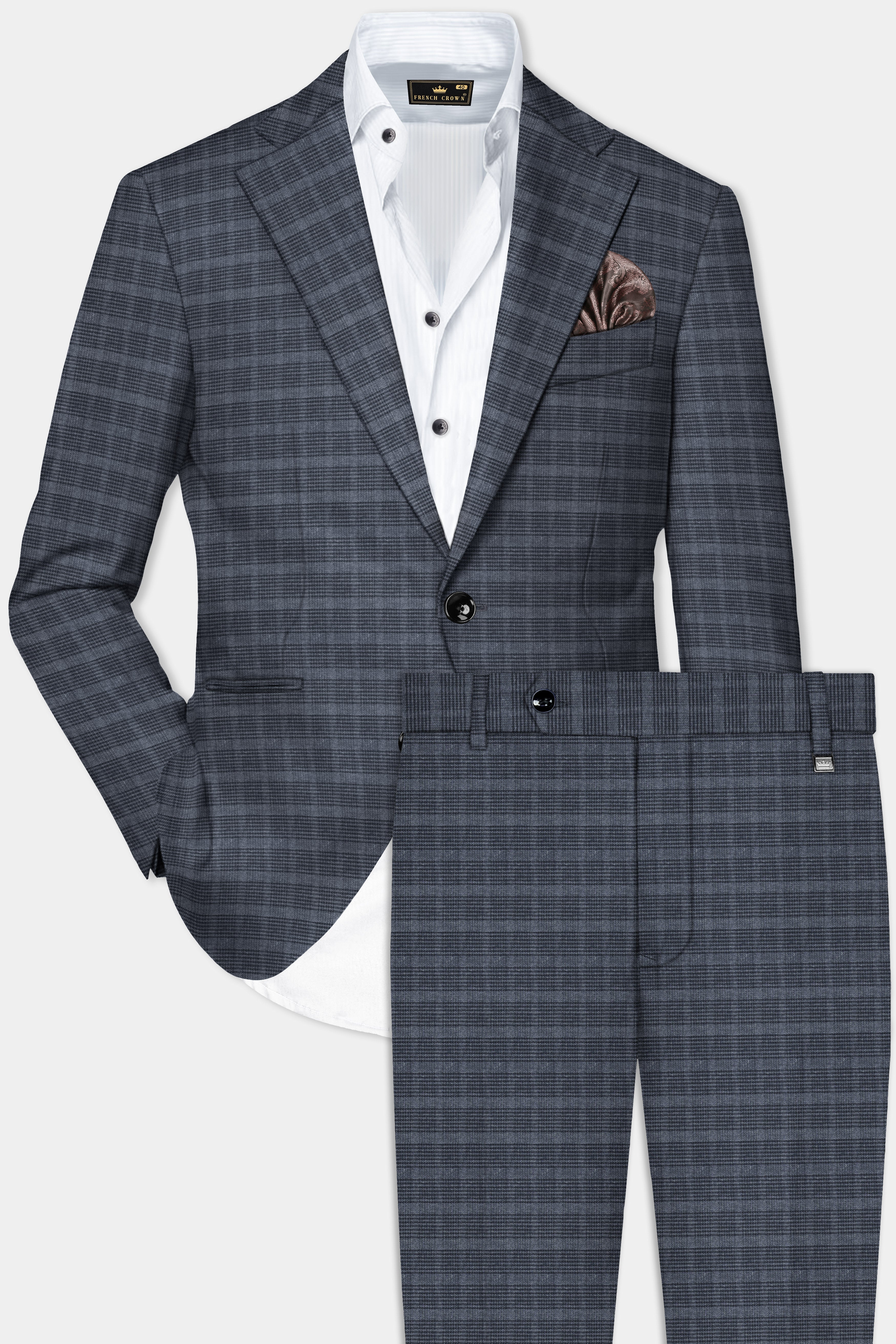 GrayLuxe-Charade Plaid Wool Rich Single Breasted Suit