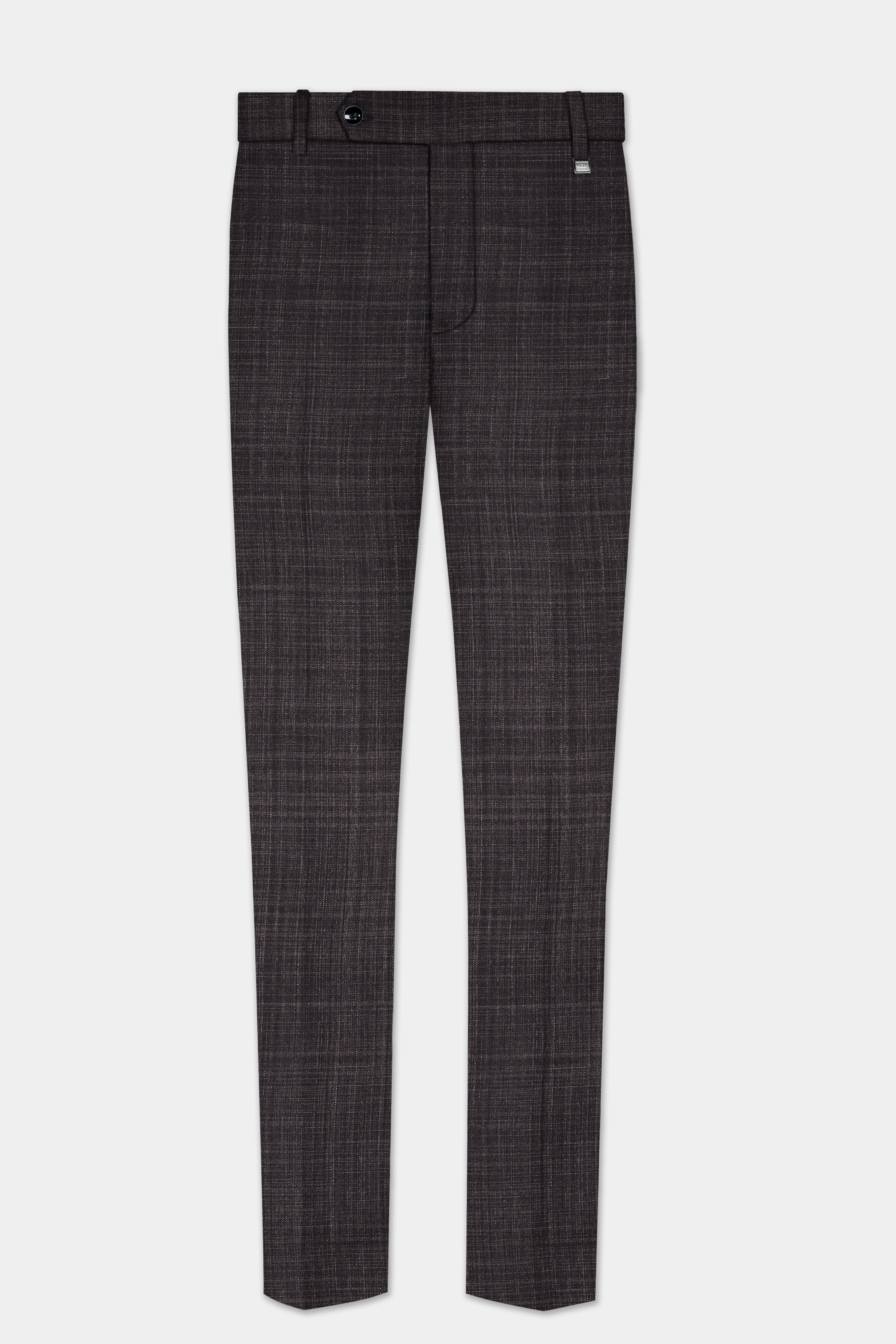 CaféNoir-Piano Brown Textured Wool Rich Cross Placket Bandhgala Suit