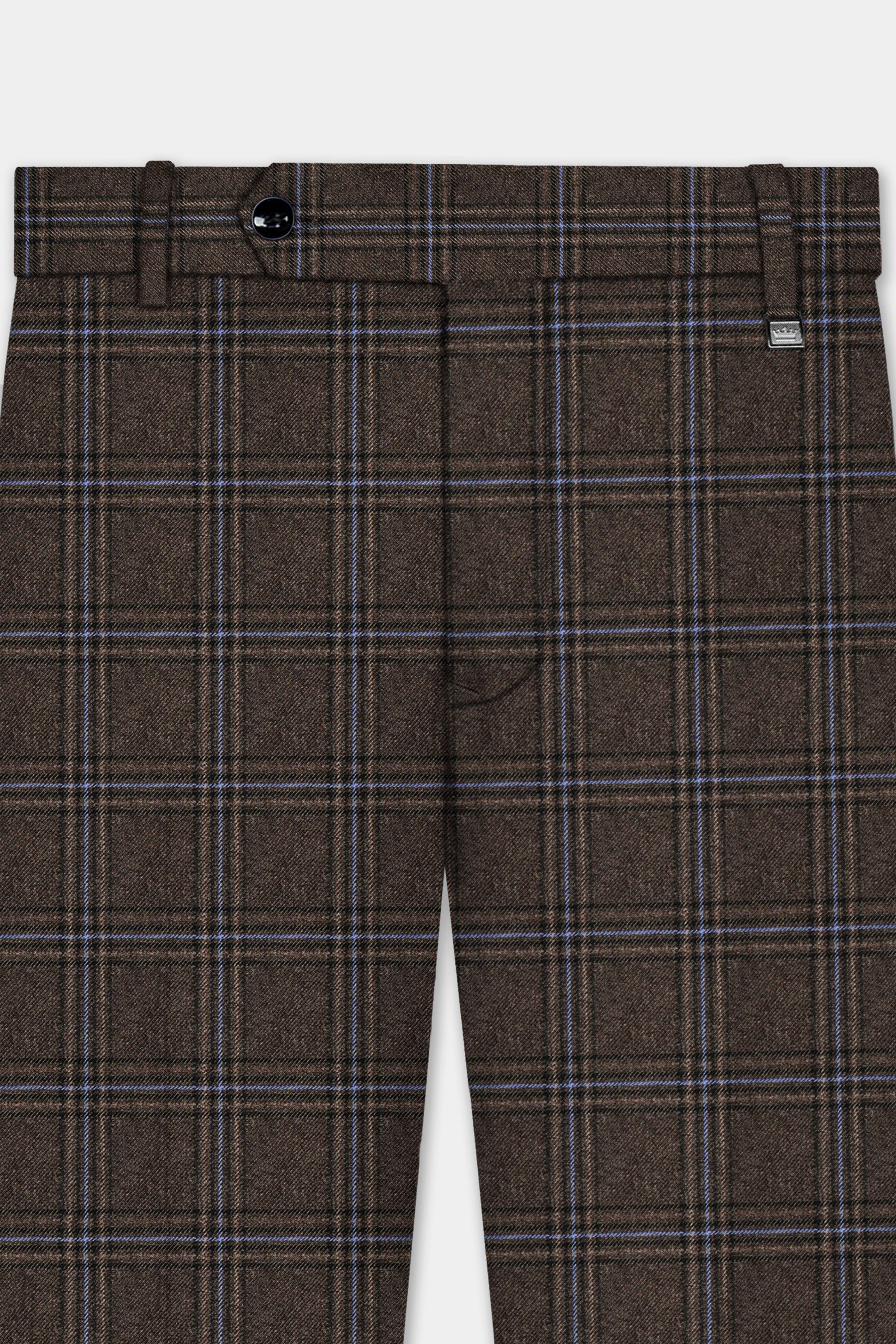 Tweed Crest-Bistre Brown Plaid Double Breasted Suit