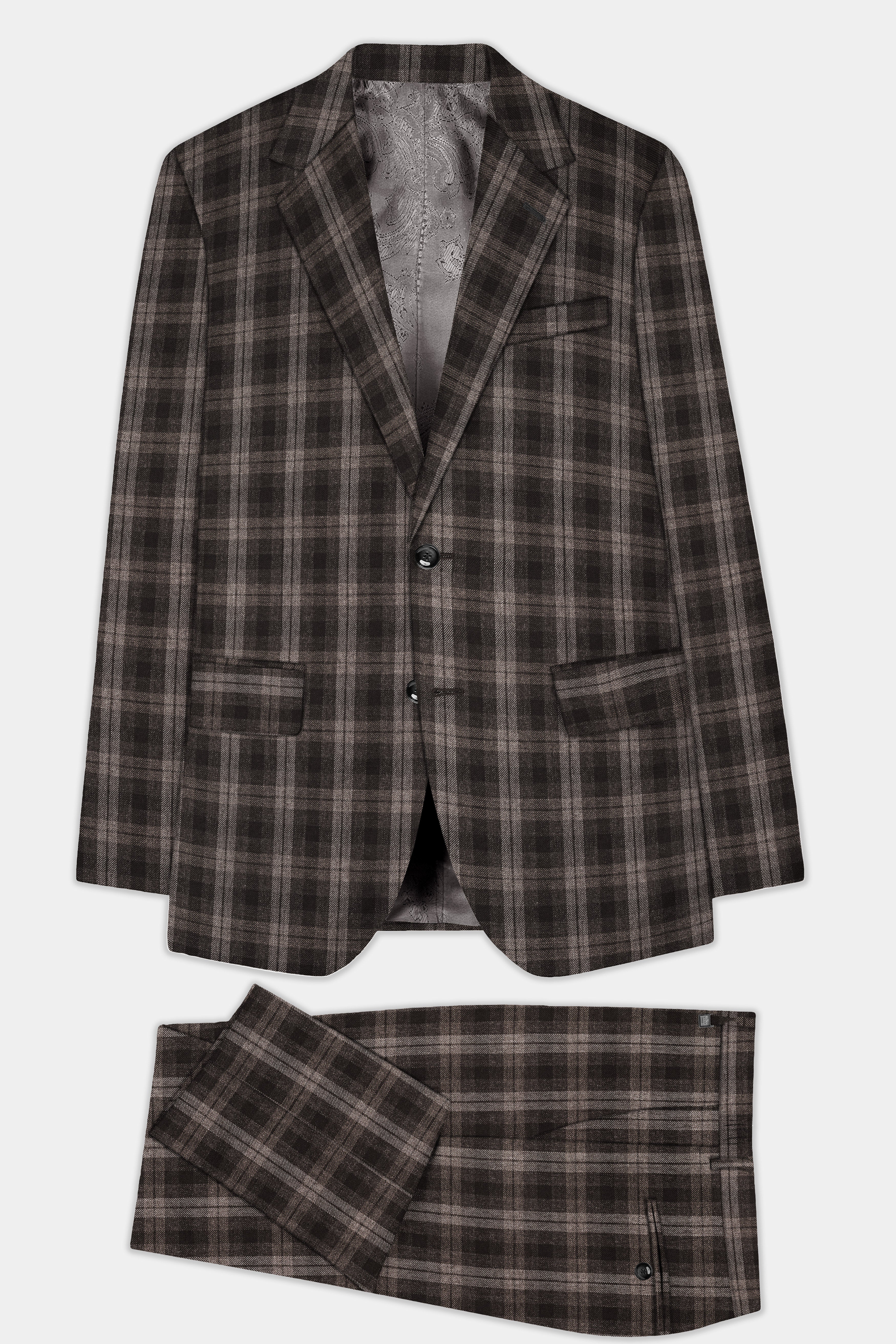 AutumnHaven-Umber Brown Plaid Tweed Single Breasted Suit