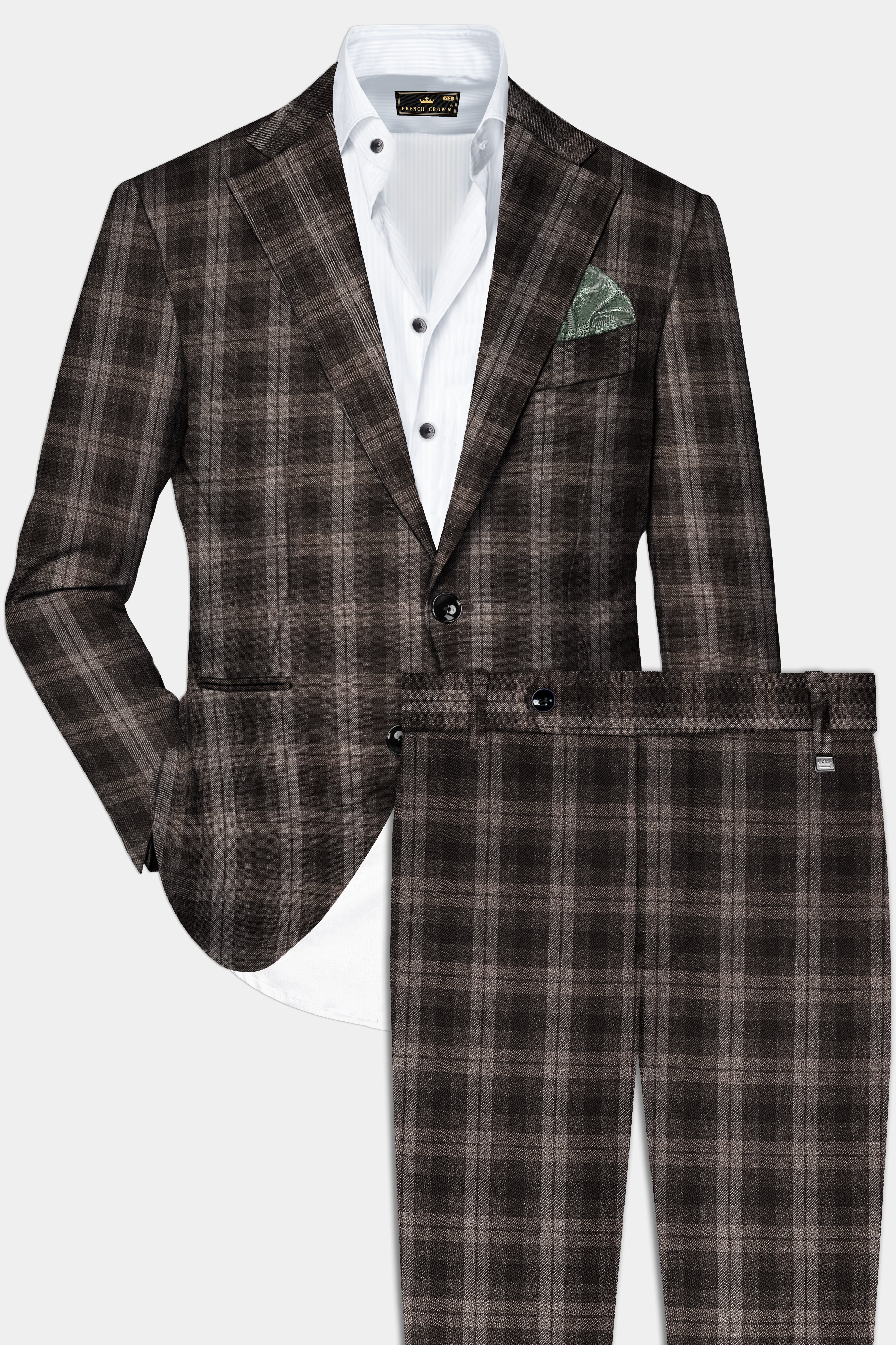 AutumnHaven-Umber Brown Plaid Tweed Single Breasted Suit