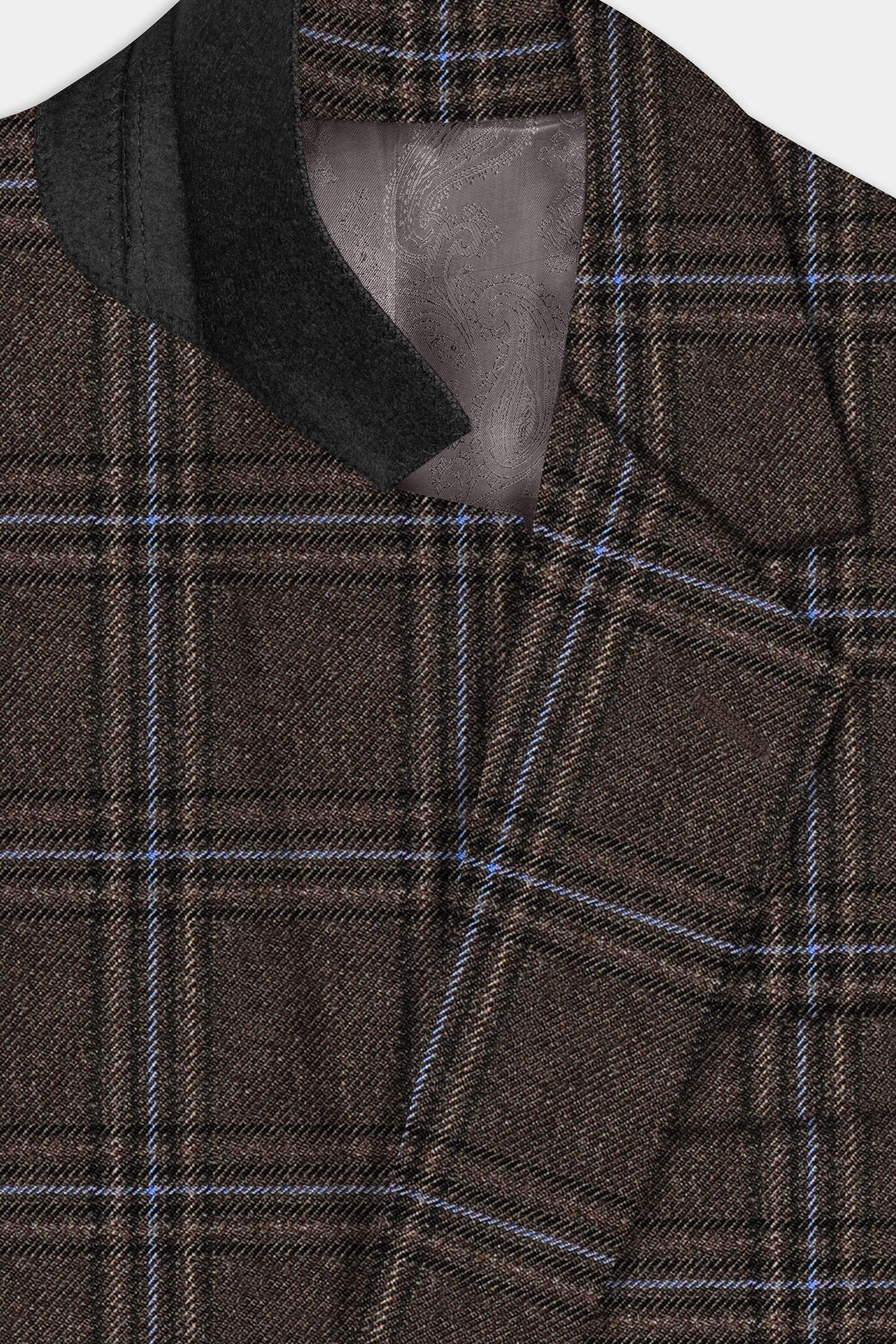 Tweed Crest-Bistre Brown Plaid Single Breasted Suit