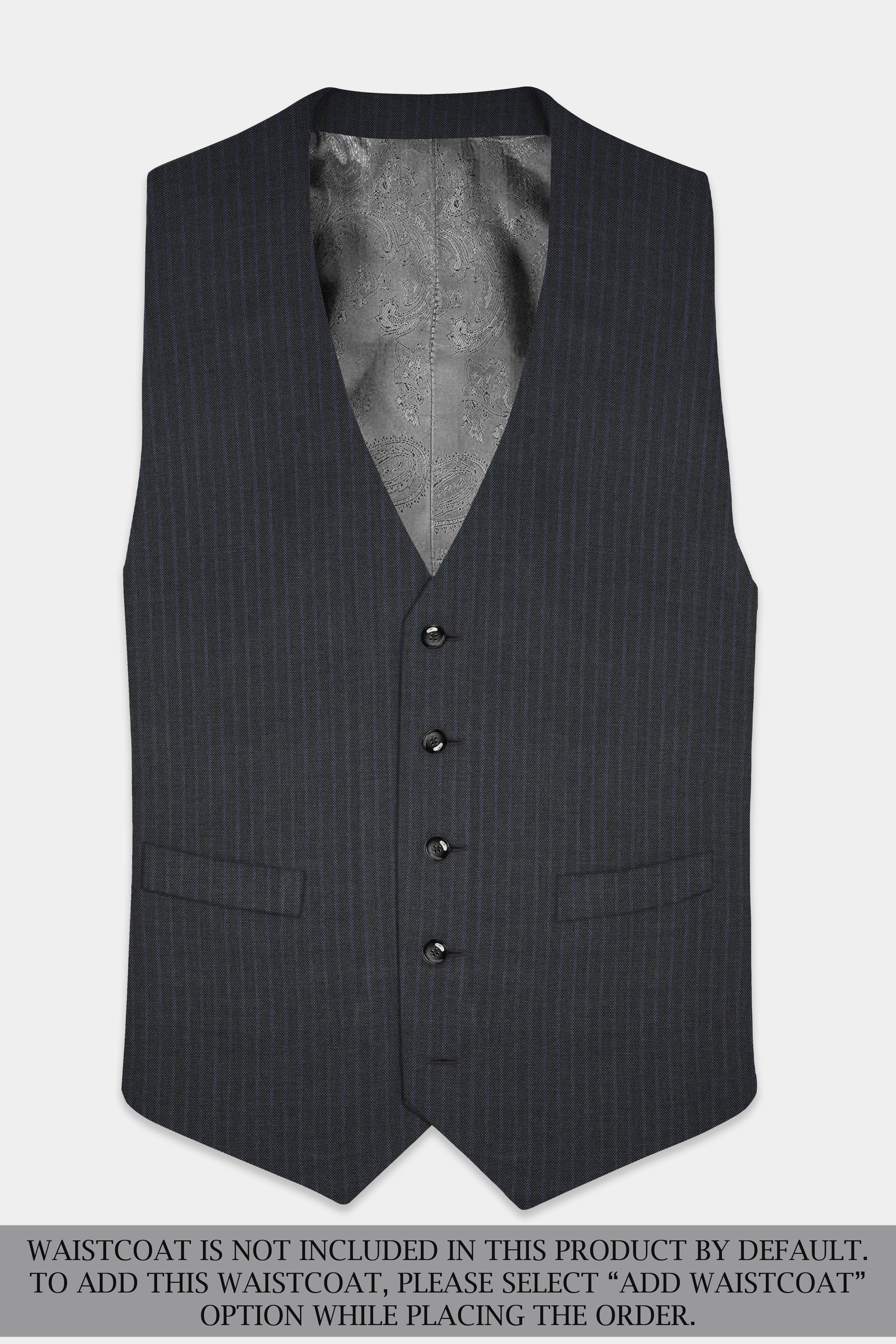 GraphiteSlim-Mine Shaft Gray Stripes Dobby Textured Wool Rich Single Breasted Slim Lapel Suit