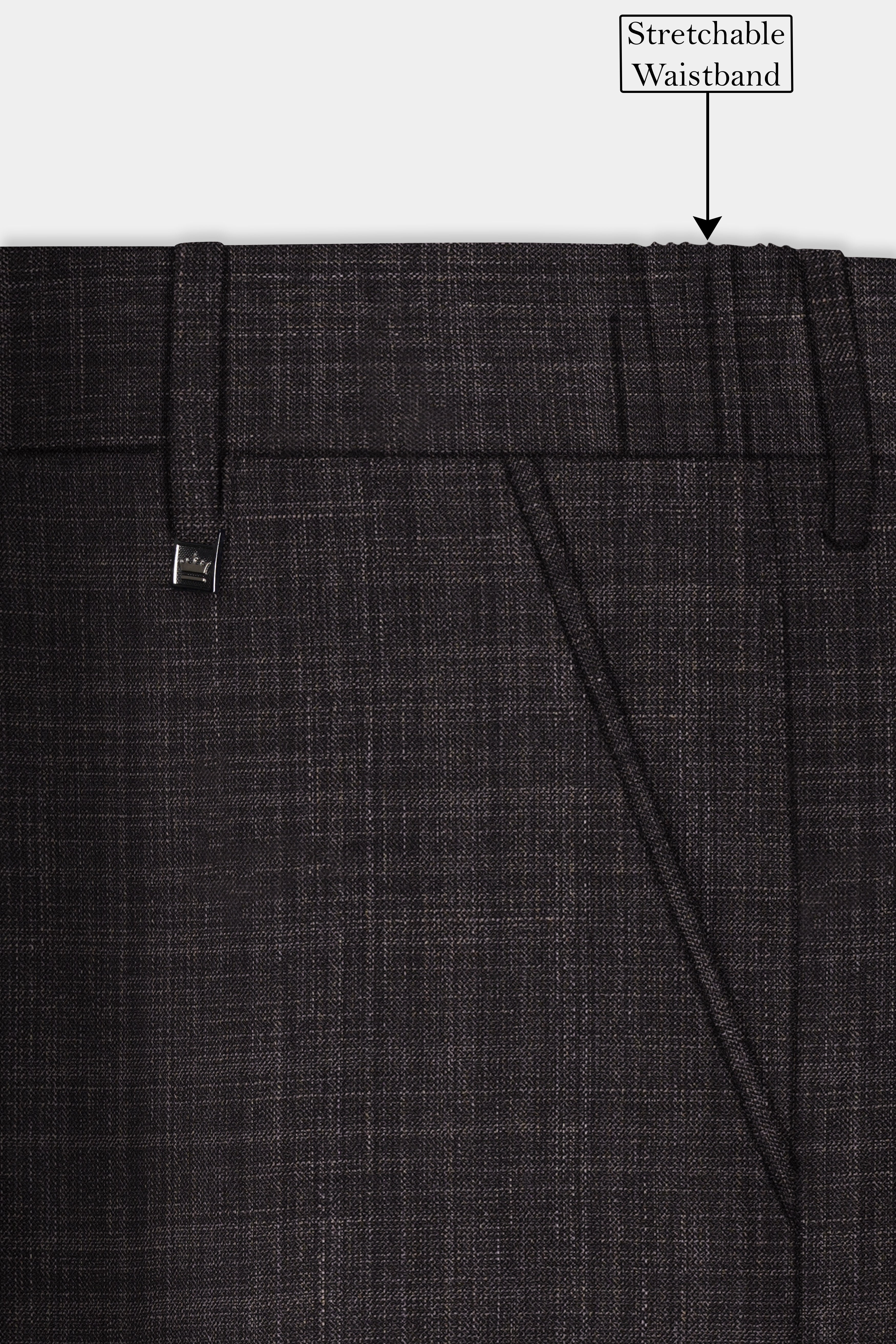 CaféNoir-Piano Brown Textured Wool Rich Single Breasted Slim Lapel Suit