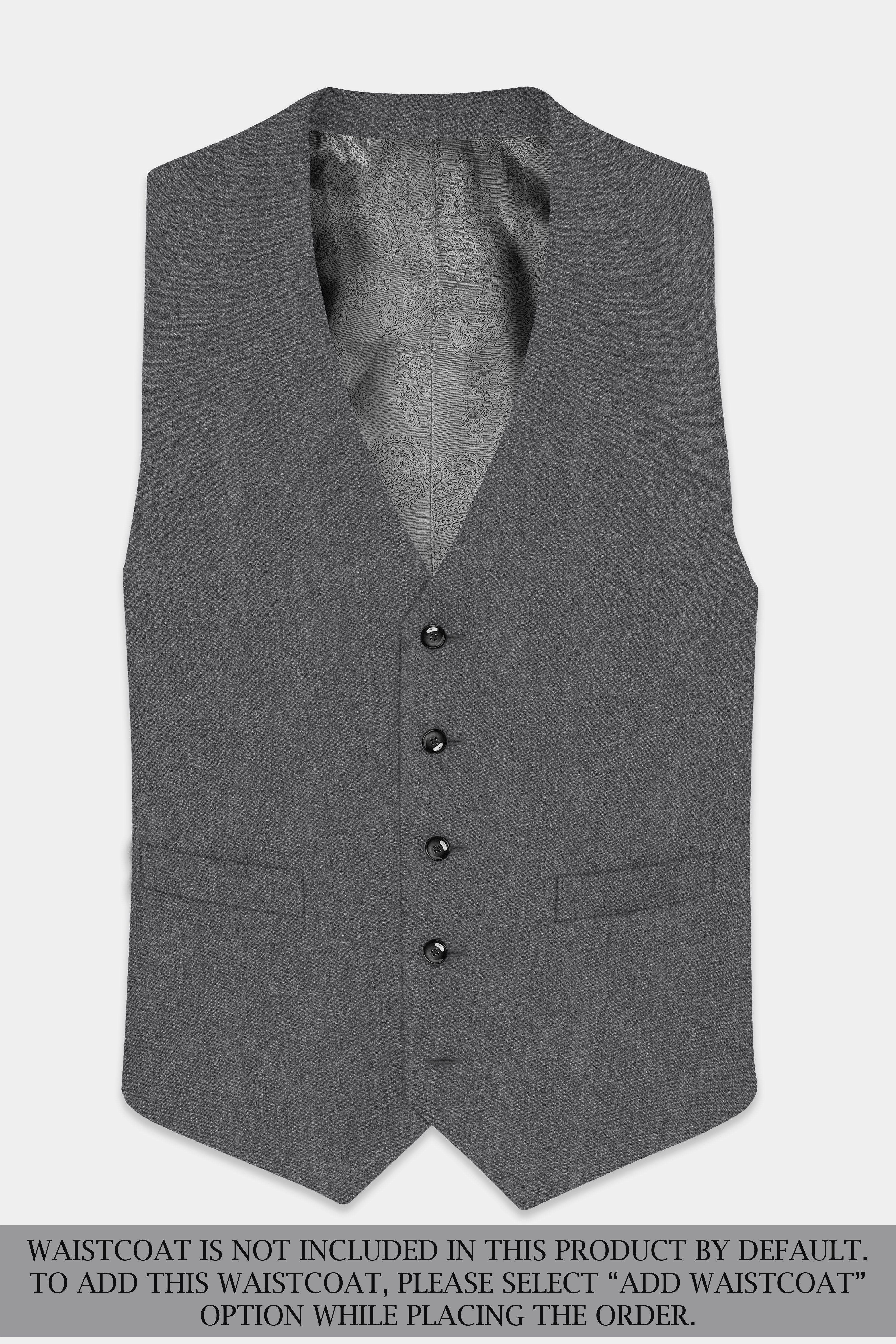 Granite-Gravel Gray Textured Cotton Double Breasted Sports Suit