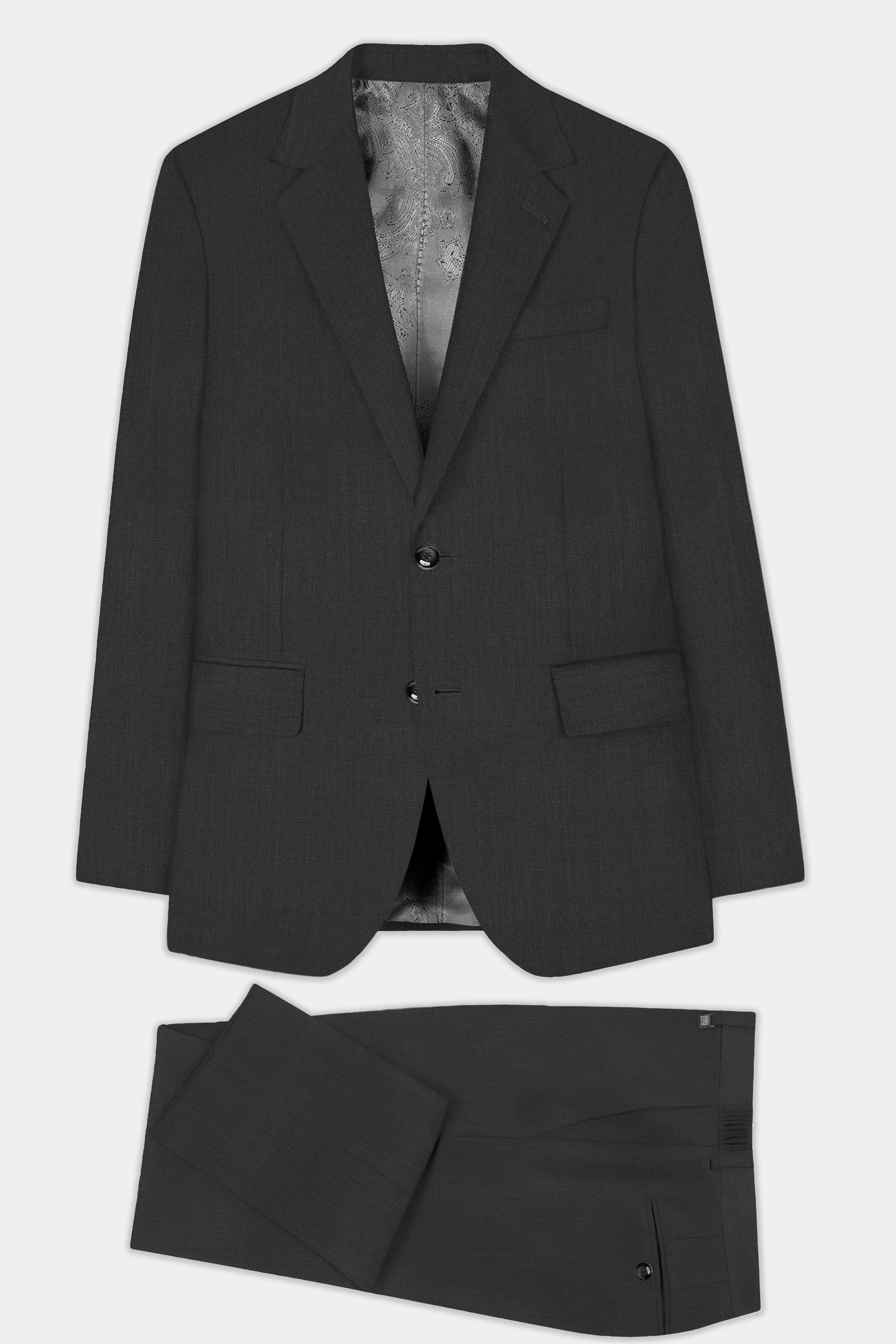 Ironclad Ash-Mine Shaft Gray Textured Wool Rich Single Breasted Suit