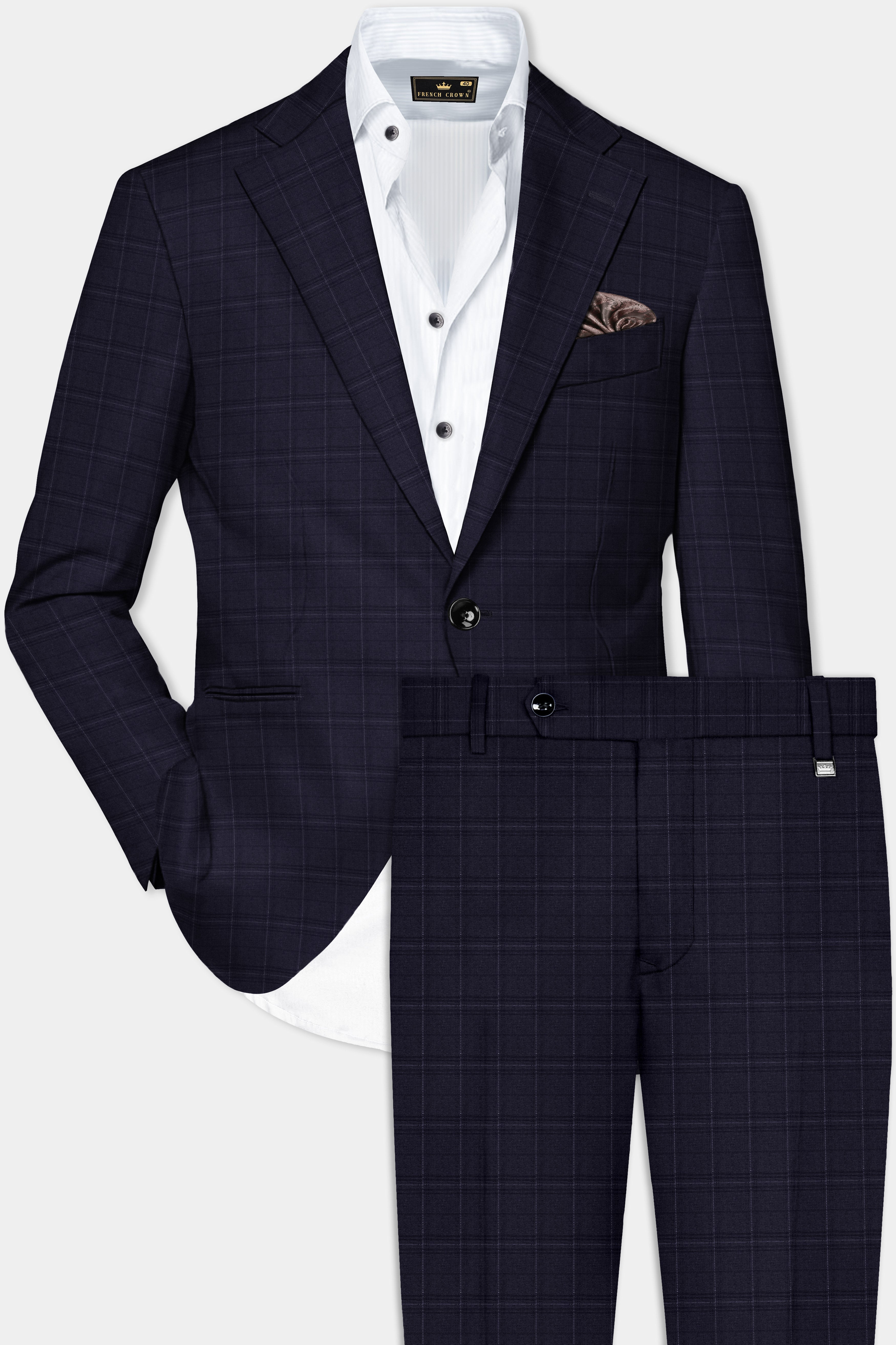 Sapphire Grid-Mirage Blue Plaid Wool Rich Single Breasted Suit