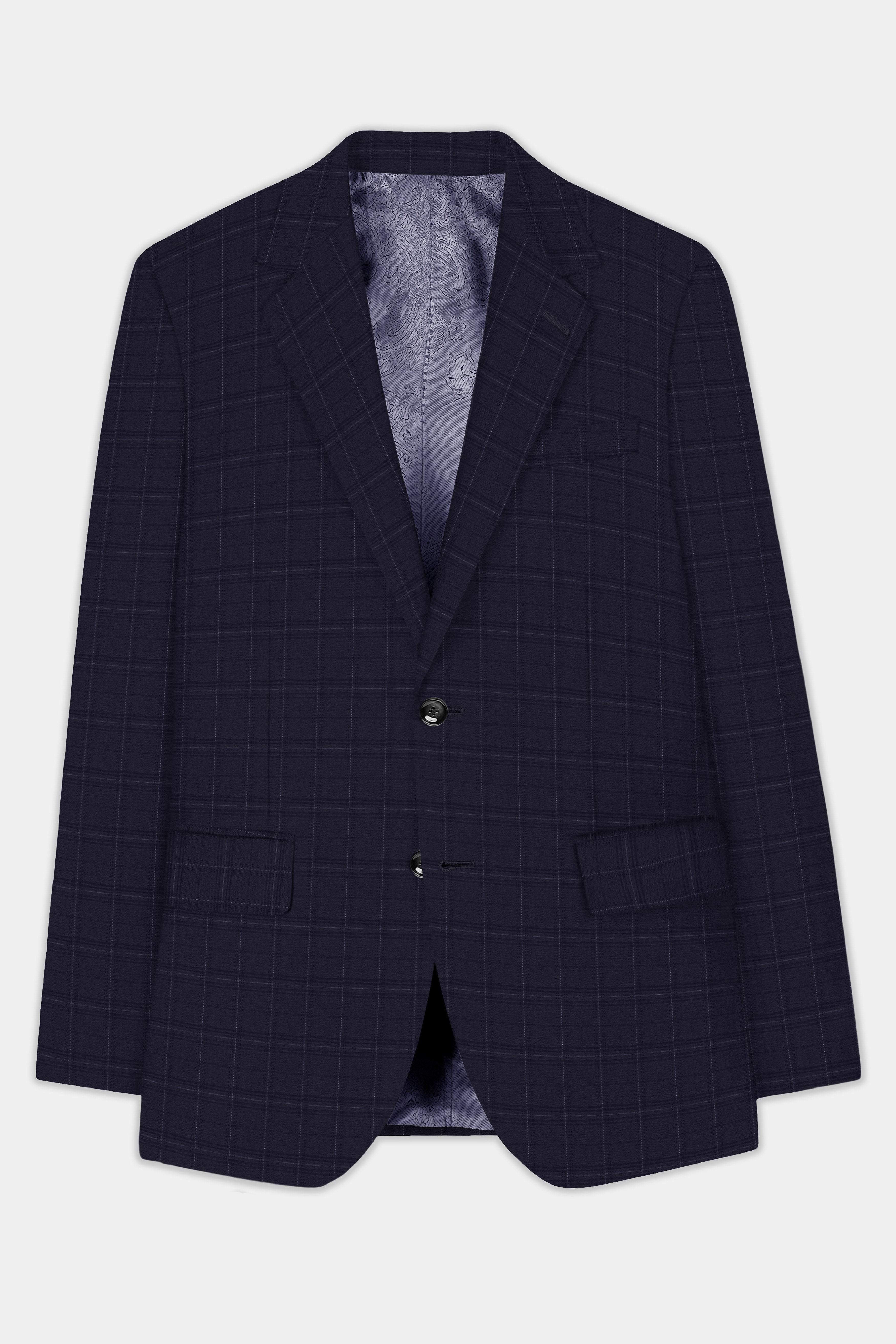 Sapphire Grid-Mirage Blue Plaid Wool Rich Single Breasted Suit